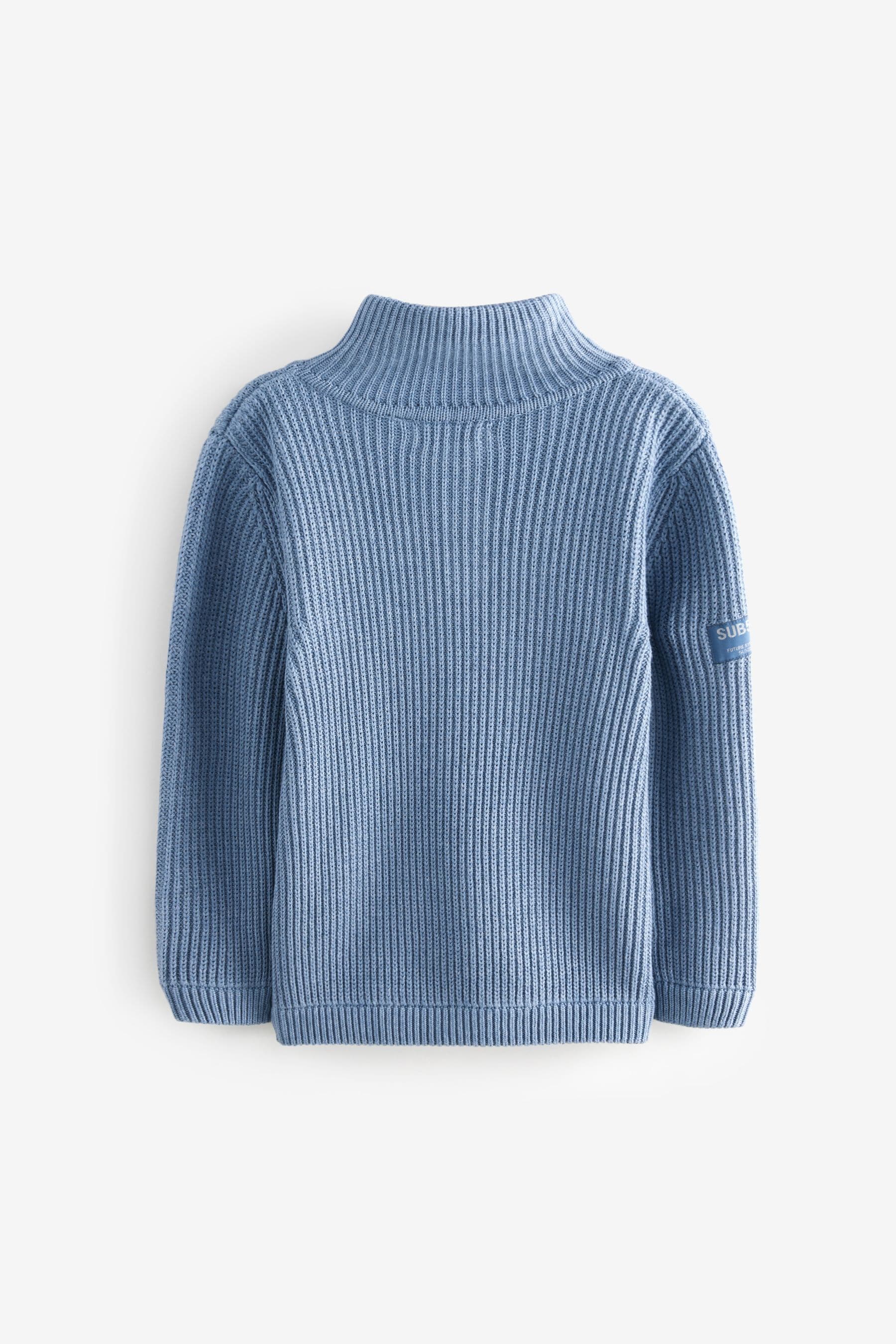 Blue Utility Knitted Quarter Zip Jumper (3-16yrs)