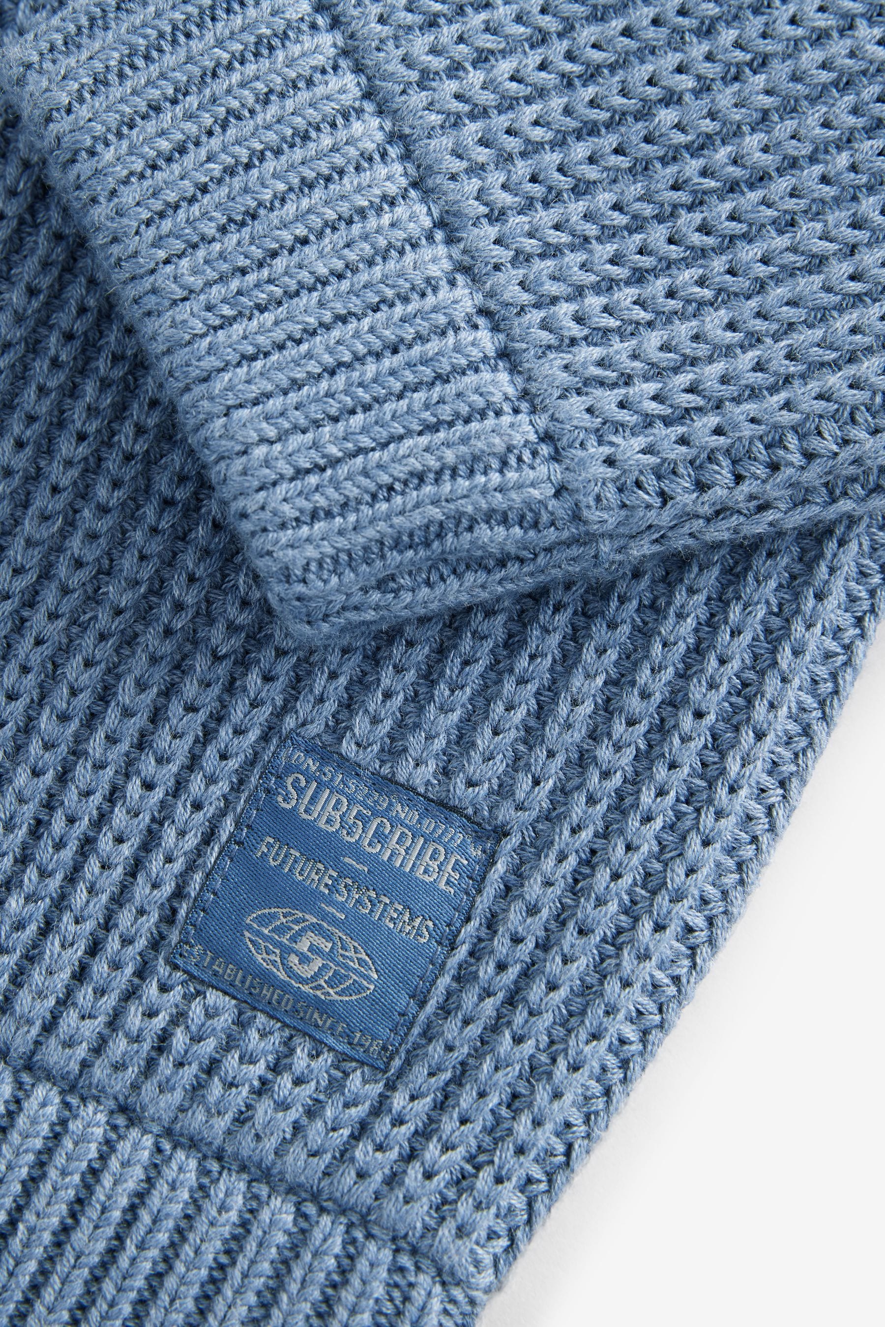 Blue Utility Knitted Quarter Zip Jumper (3-16yrs)