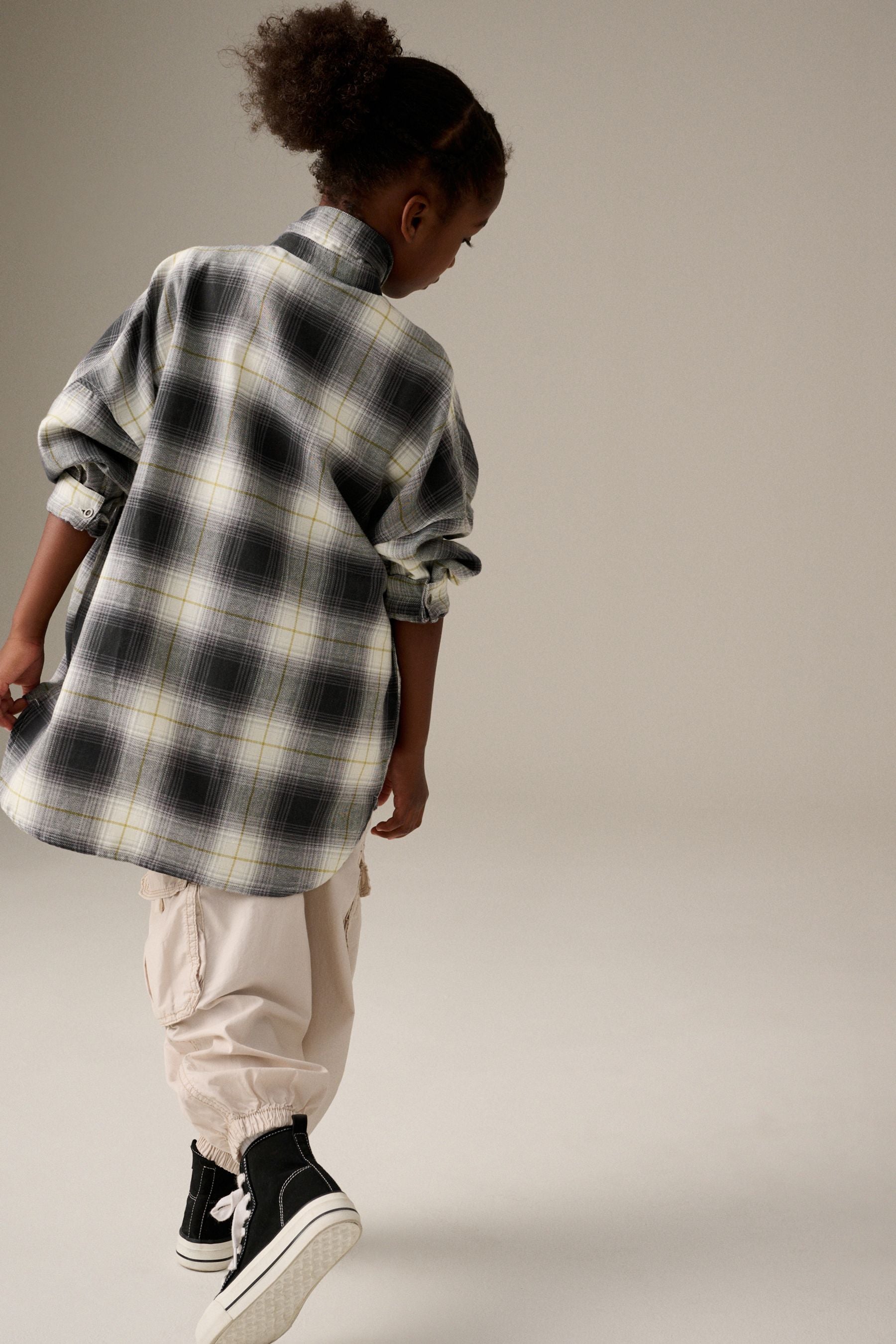 Black Check Oversized 100% Cotton Shirt (3-16yrs)