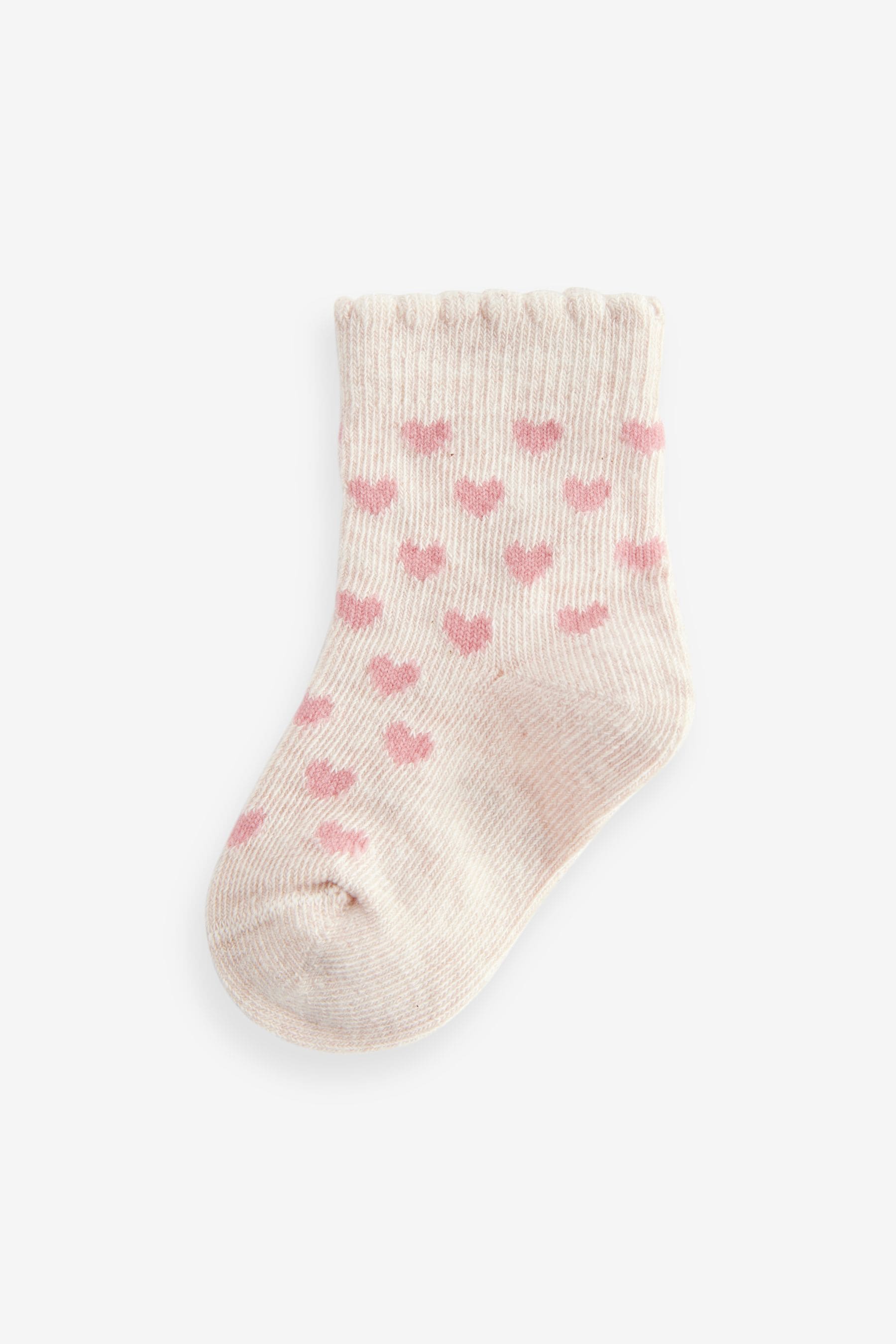 Pink Heart Stripe Baby Socks 5 Pack (0mths-2yrs)