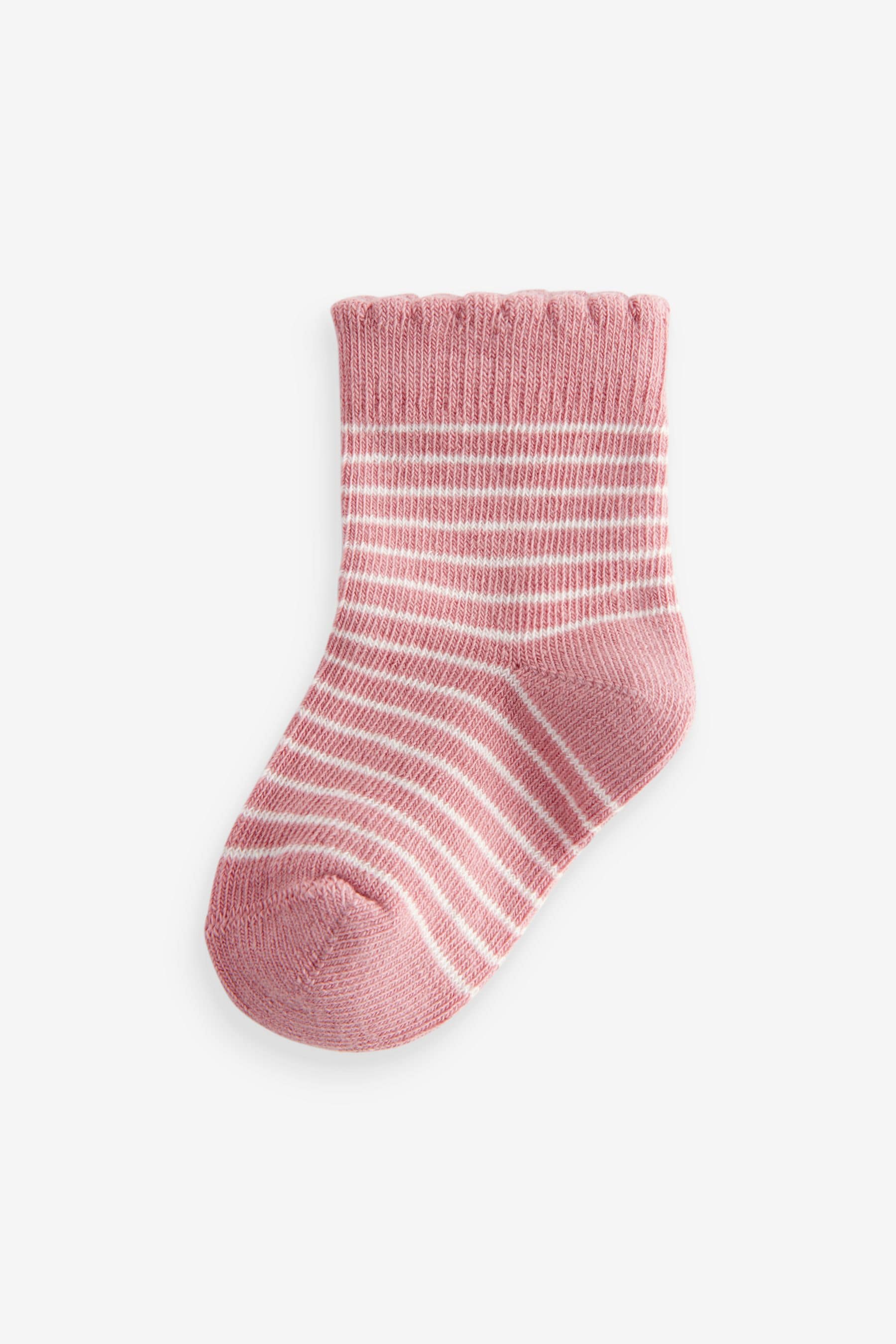 Pink Heart Stripe Baby Socks 5 Pack (0mths-2yrs)