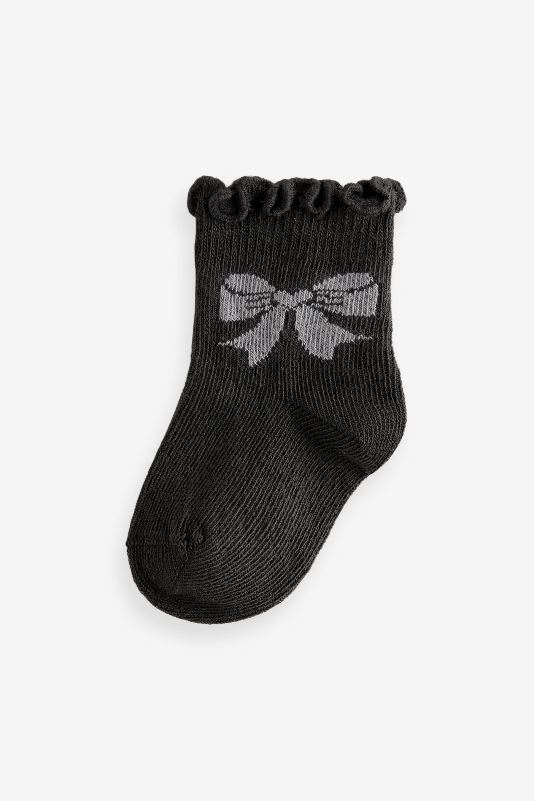 Monochrome Bow Baby Socks 5 Pack (0mths-2yrs)