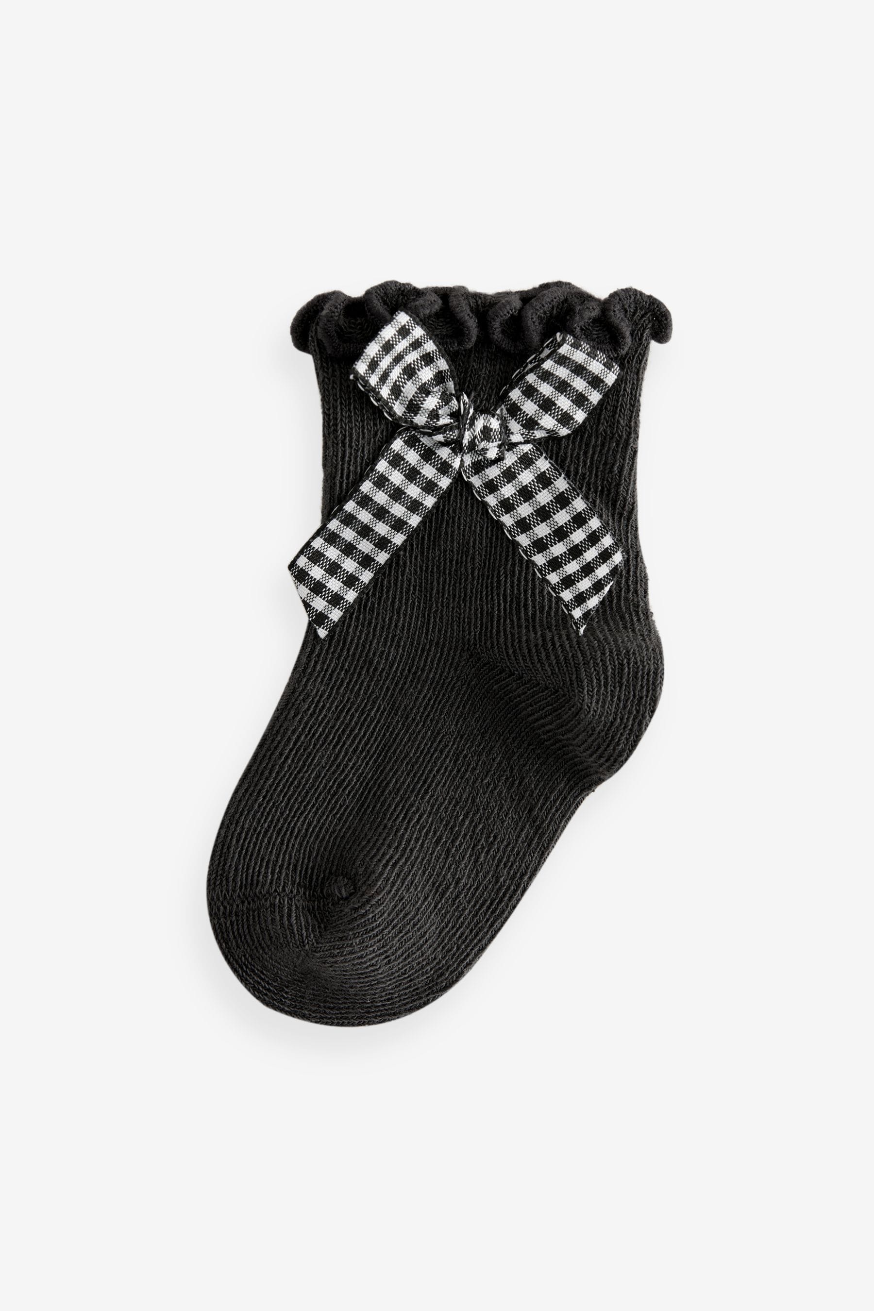 Monochrome Bow Baby Socks 5 Pack (0mths-2yrs)