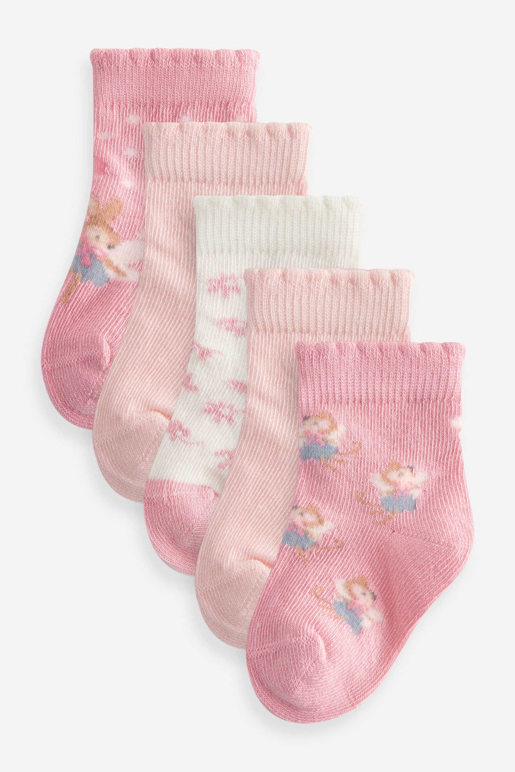 Pink fairy Baby Socks 5 Pack (0mths-2yrs)