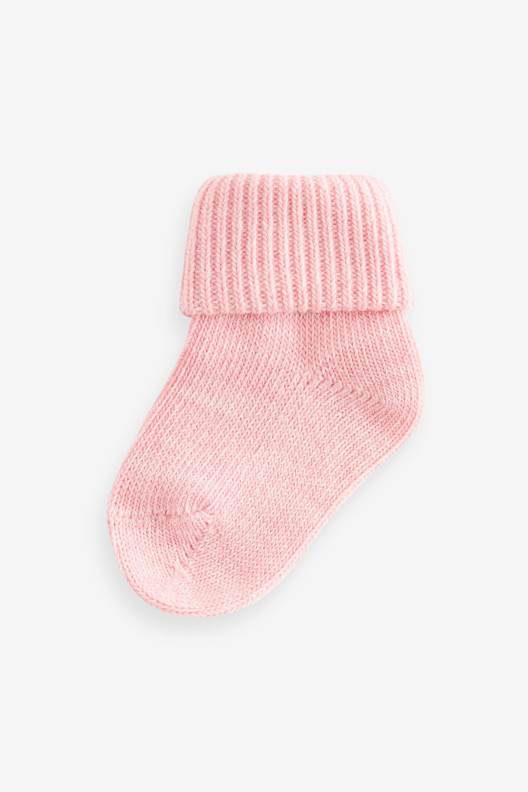 Pink Roll Top Baby Socks 4 Pack (0mths-2yrs)