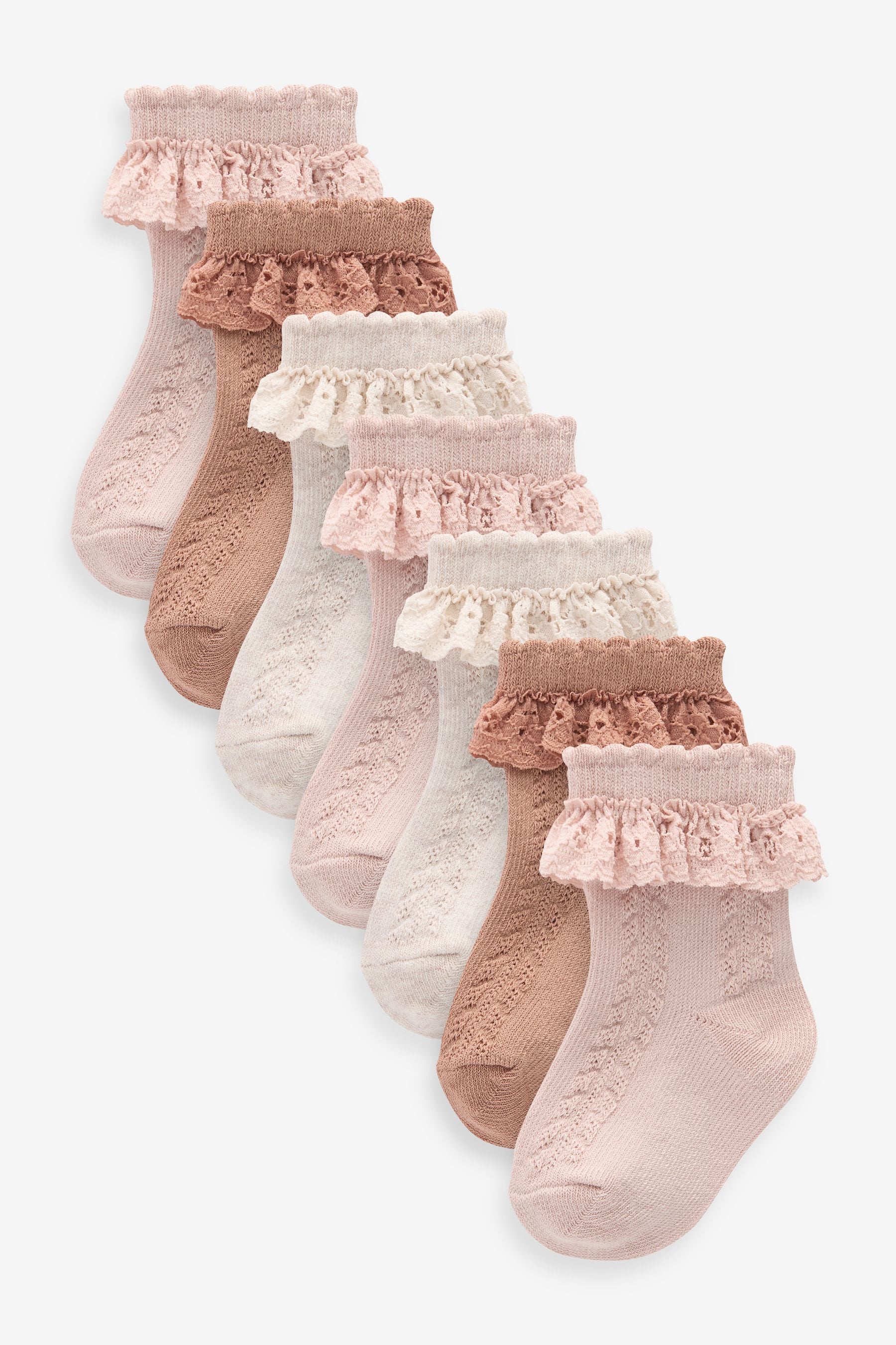 Neutral Lace Baby Socks 7 Pack (0mths-2yrs)