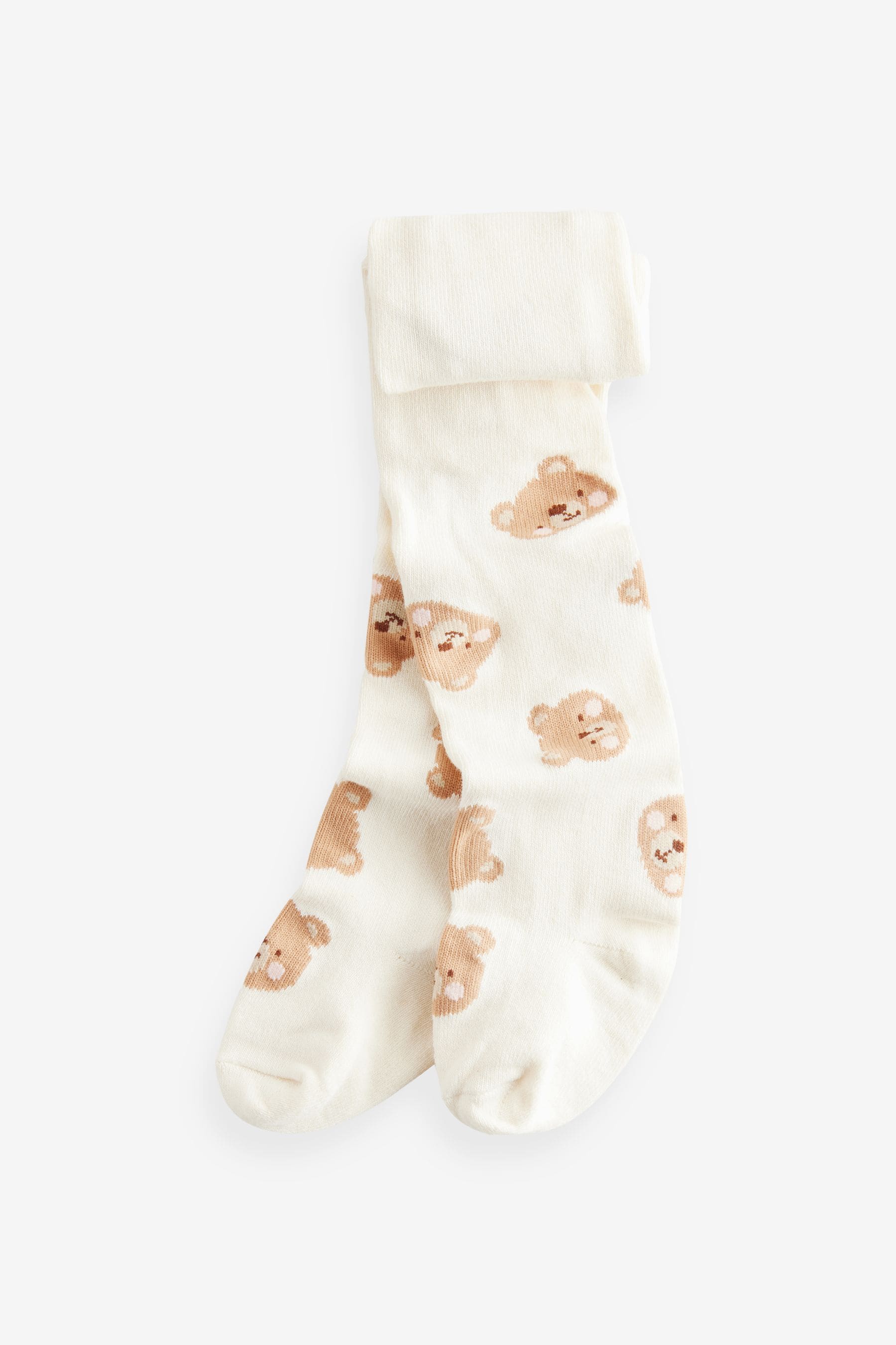 Cream/Oatmeal Bear Baby Tights 2 Pack (0mths-2yrs)