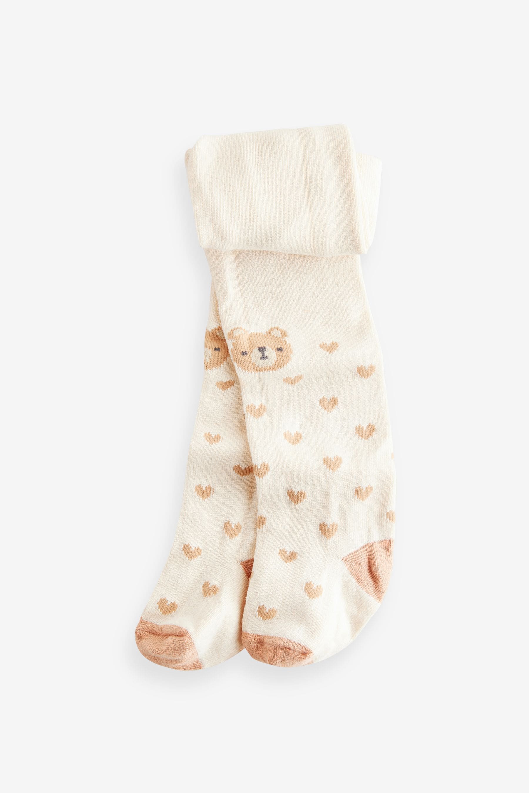 Cream/Oatmeal Bear Baby Tights 2 Pack (0mths-2yrs)