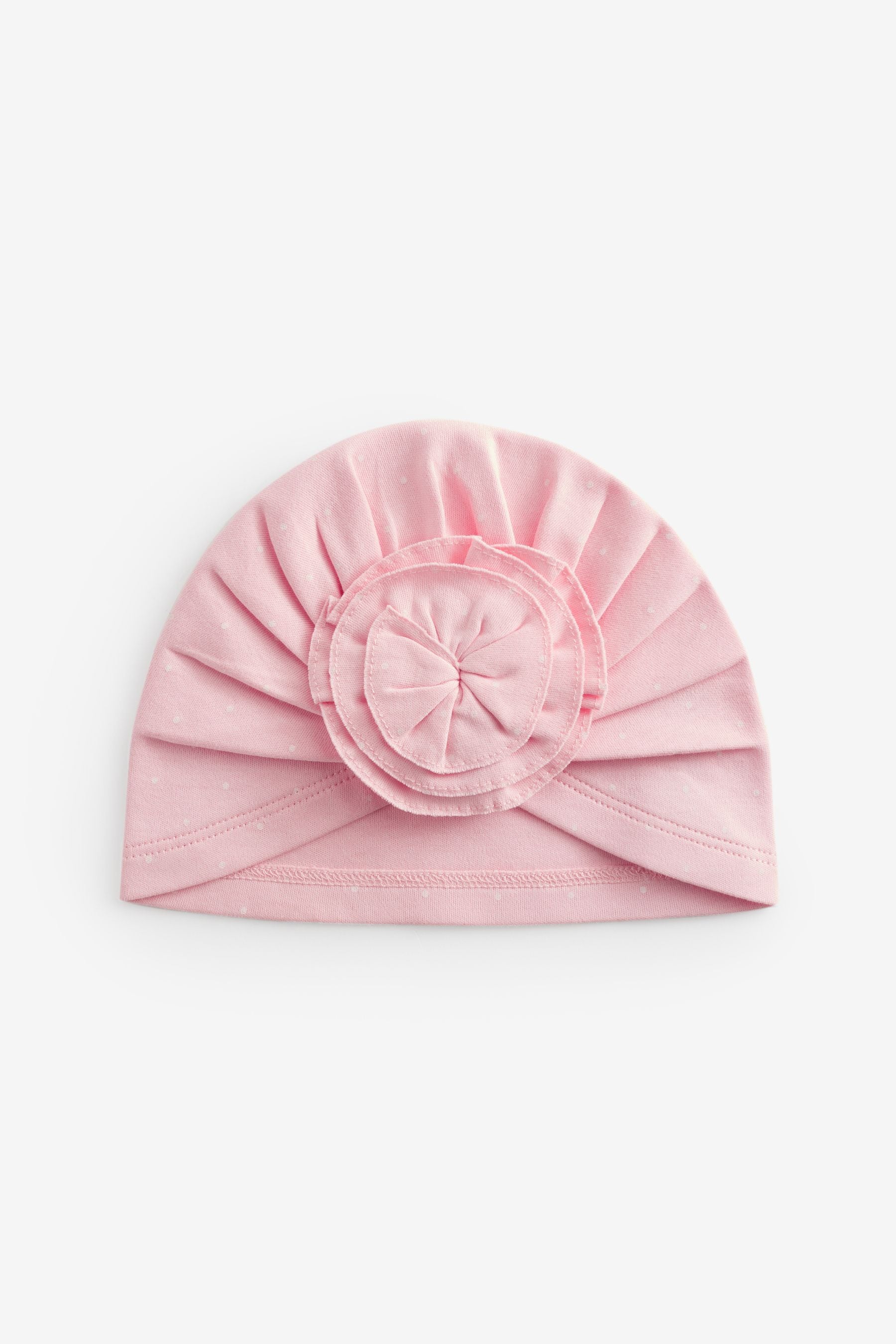 Pink ditsy Baby 100% Cotton Turbans 2 Pack (0-18mths)