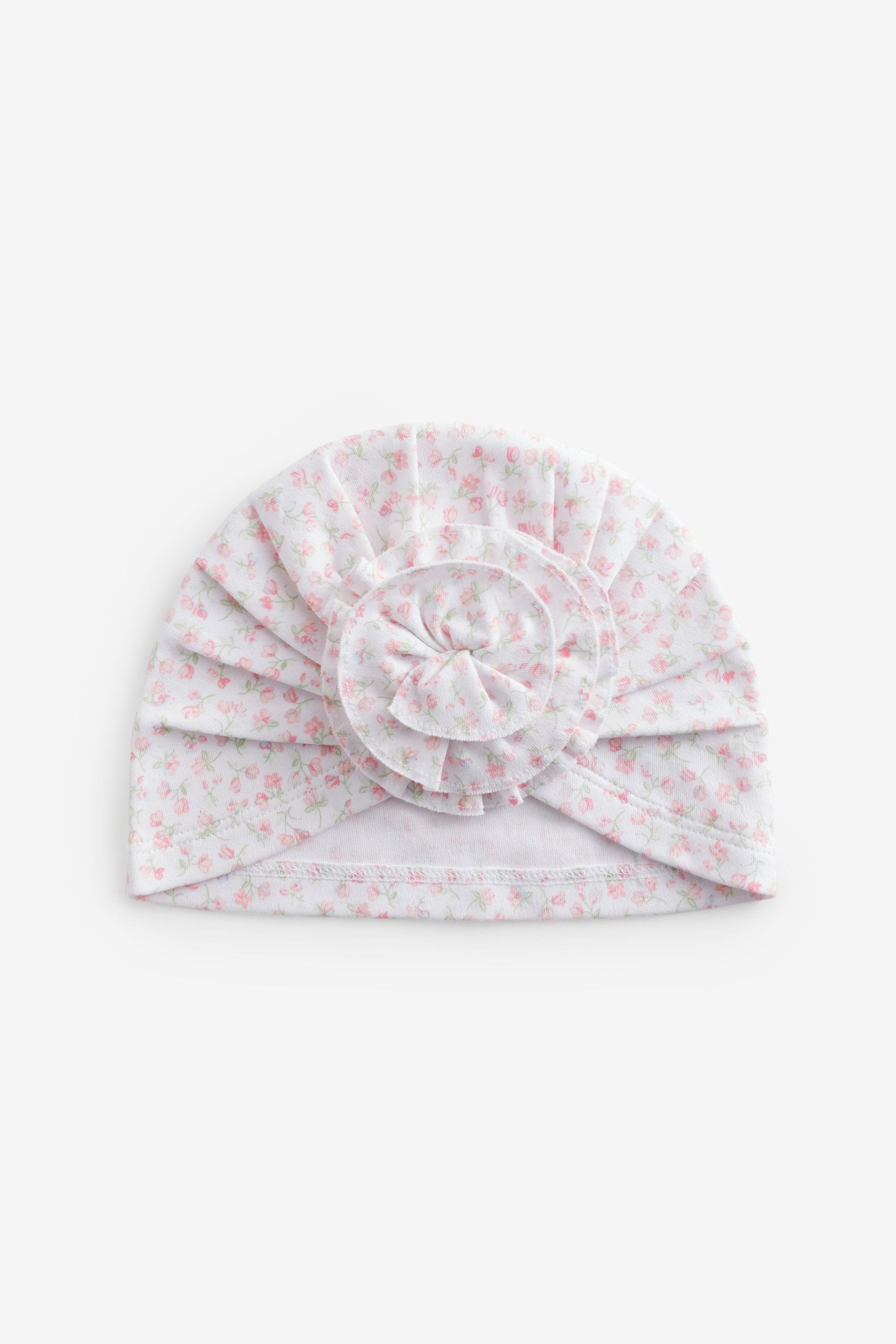 Pink ditsy Baby 100% Cotton Turbans 2 Pack (0-18mths)