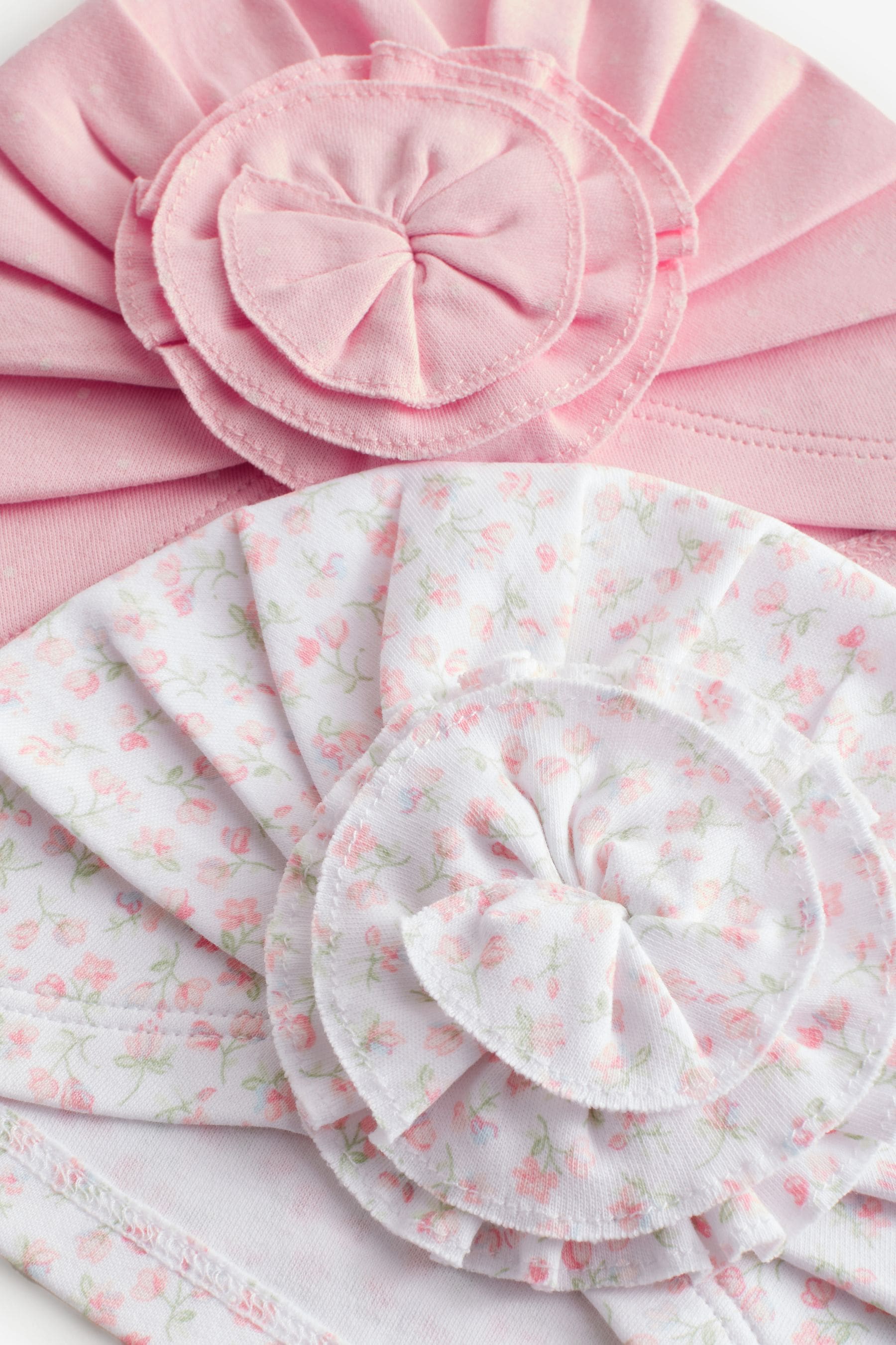 Pink ditsy Baby 100% Cotton Turbans 2 Pack (0-18mths)