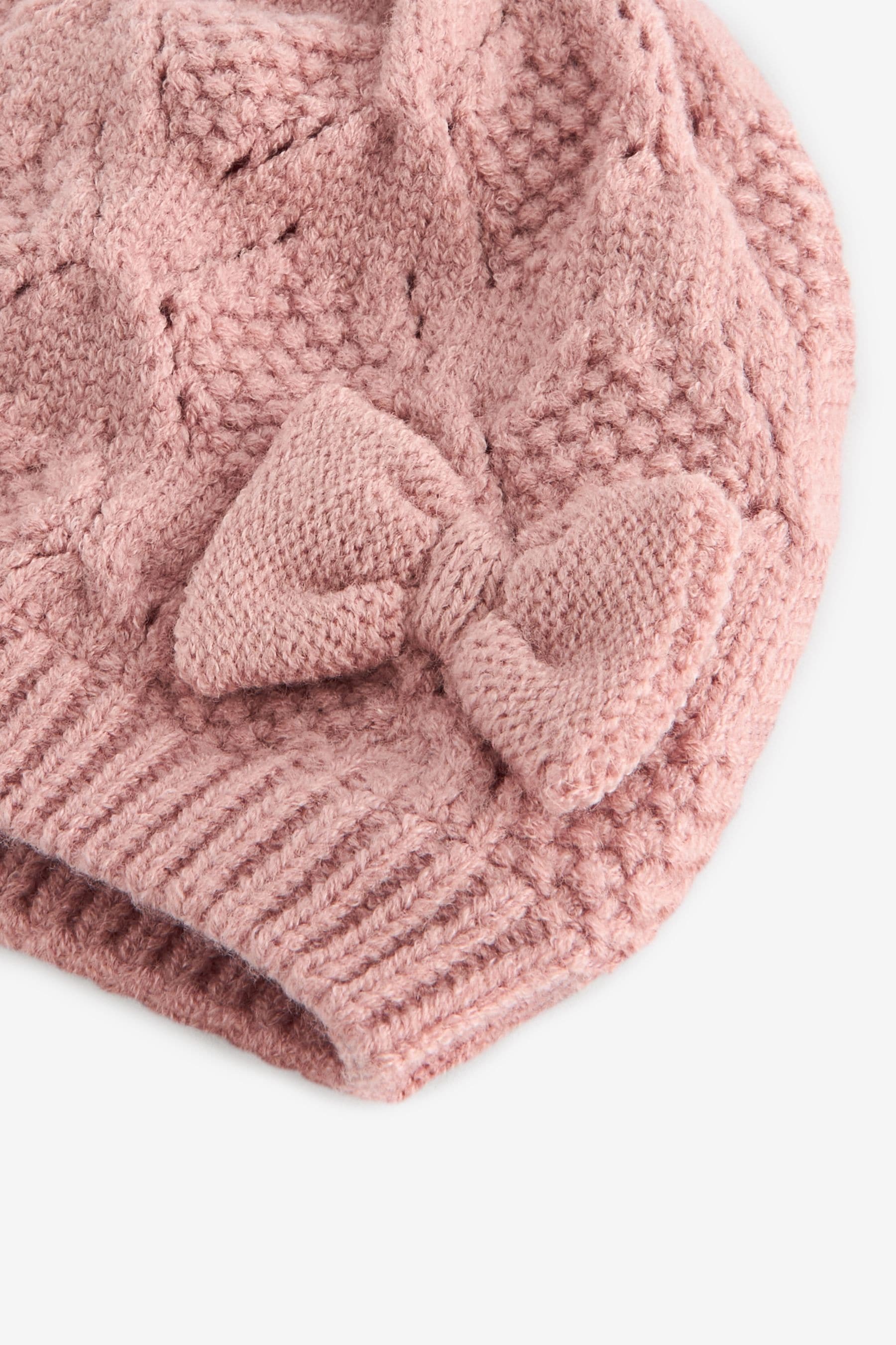 Pink Baby Pointelle Knitted Beanie (0mths-2yrs)