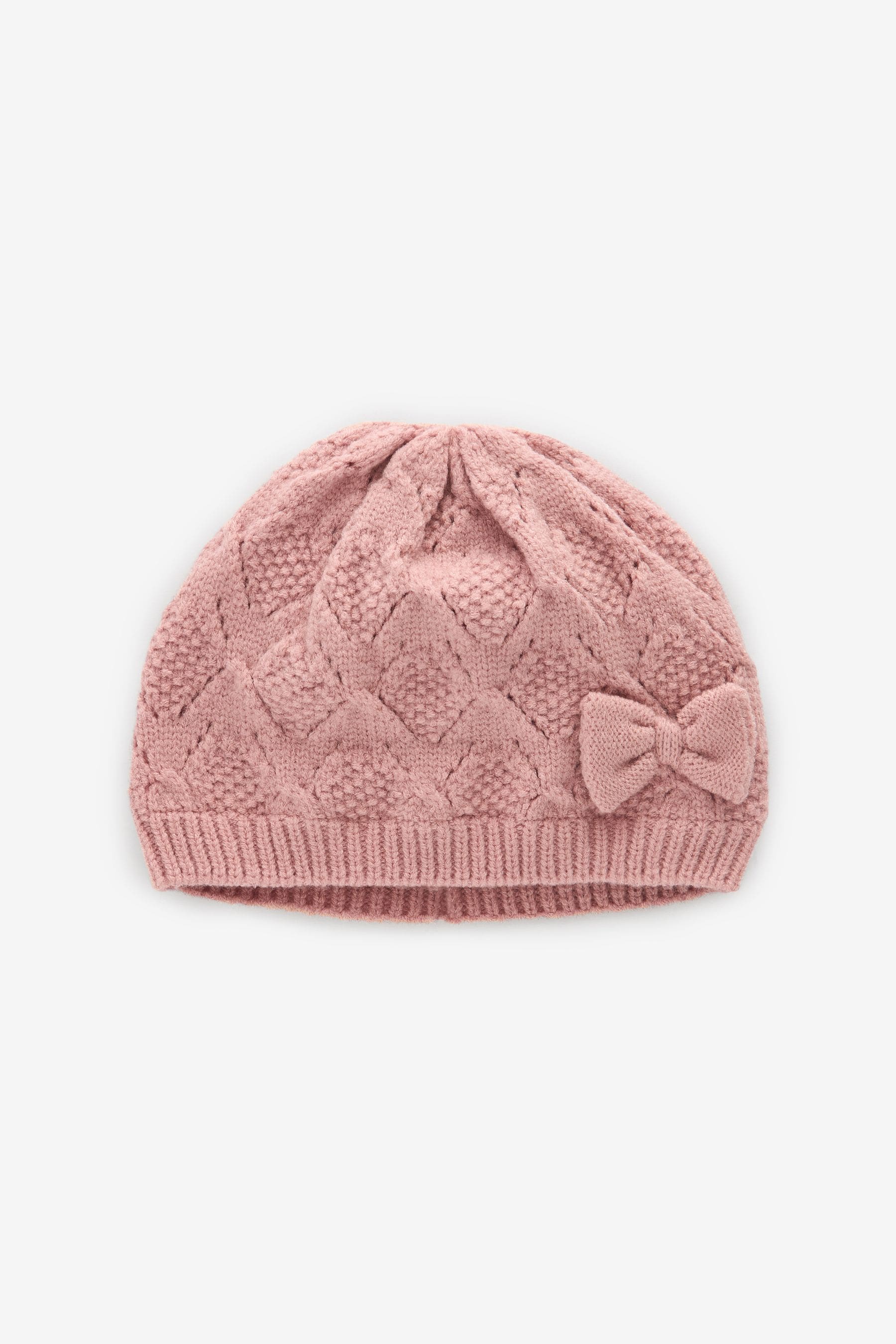 Pink Baby Pointelle Knitted Beanie (0mths-2yrs)