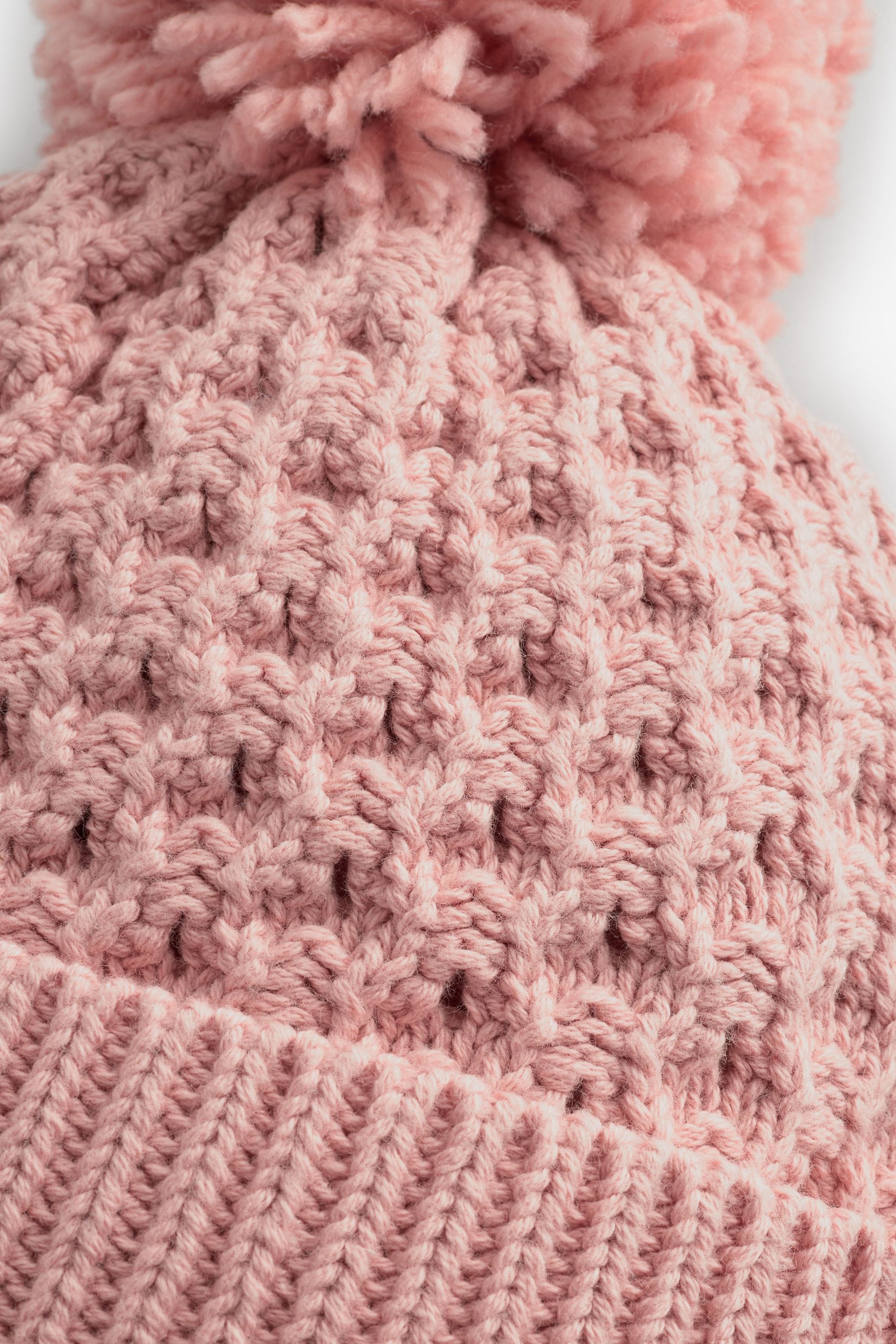 Pink Waffle Knit Baby Pom Hat (0mths-2yrs)