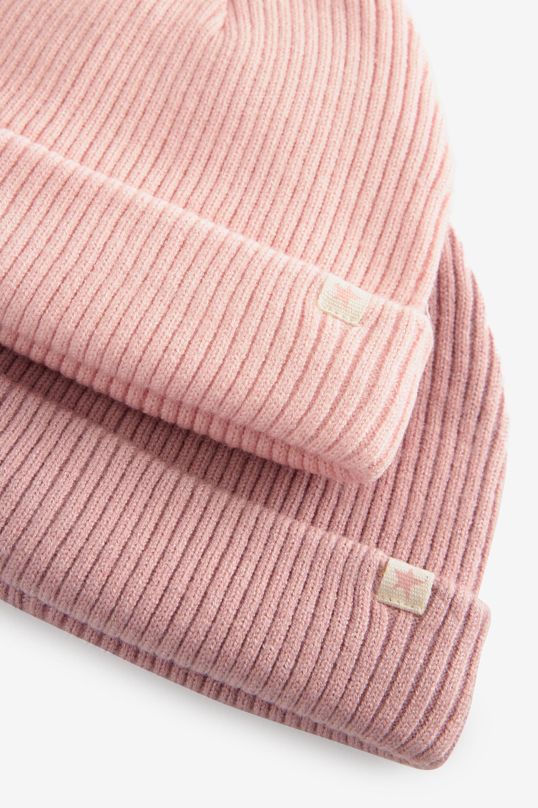 Pink Baby Beanie Hats 2 Pack (0mths-2yrs)