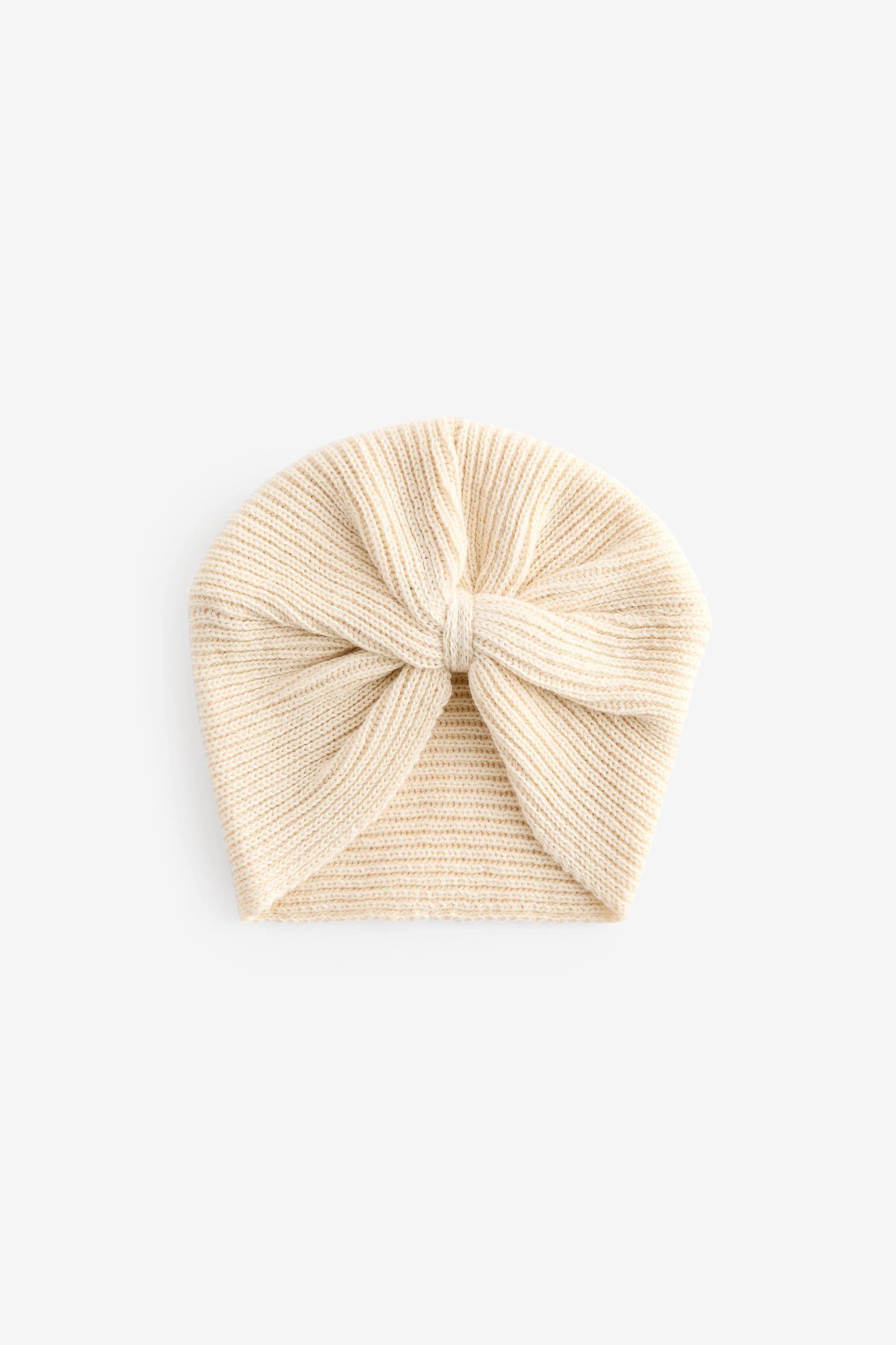 Cream Baby Knitted Turban 100% Cotton Hat (0mths-3yrs)