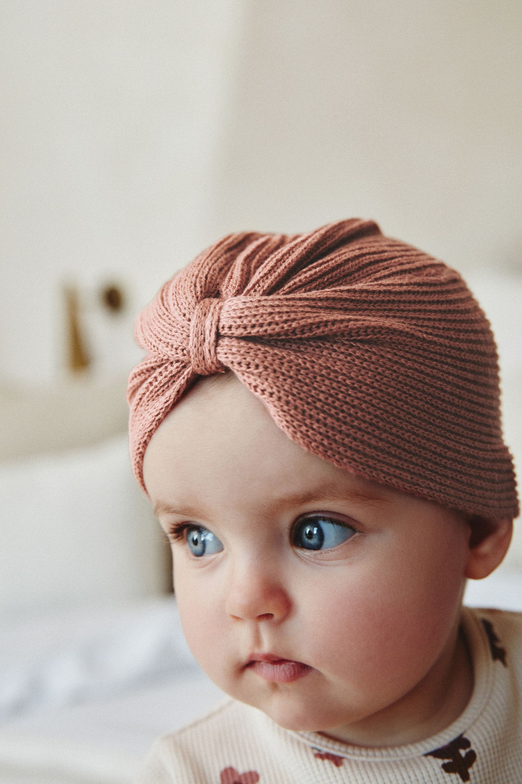 Pink Baby Knitted Turban Hat (0mths-3yrs)