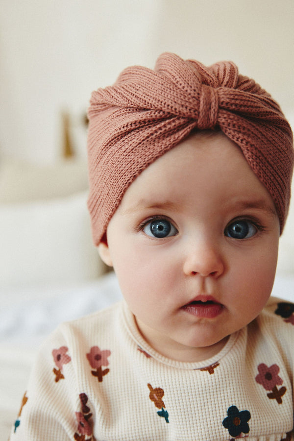 Pink Baby Knitted Turban Hat (0mths-3yrs)