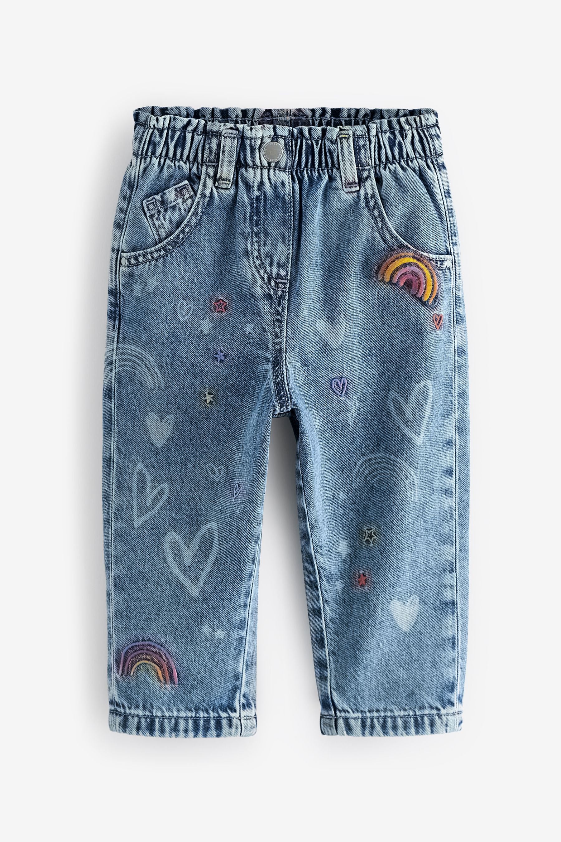 Denim Heart & Rainbow Print Jeans (3mths-7yrs)