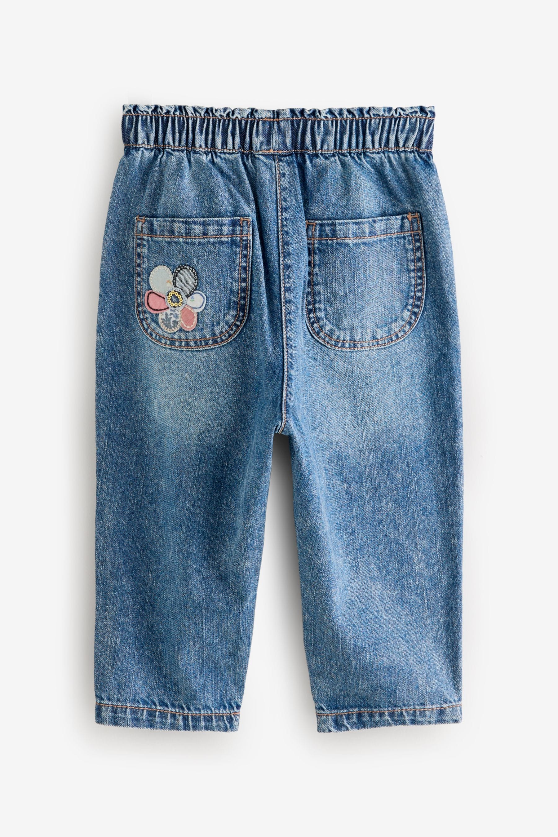 Denim Character Embellished 100% Cotton Jeans (3mths-7yrs)