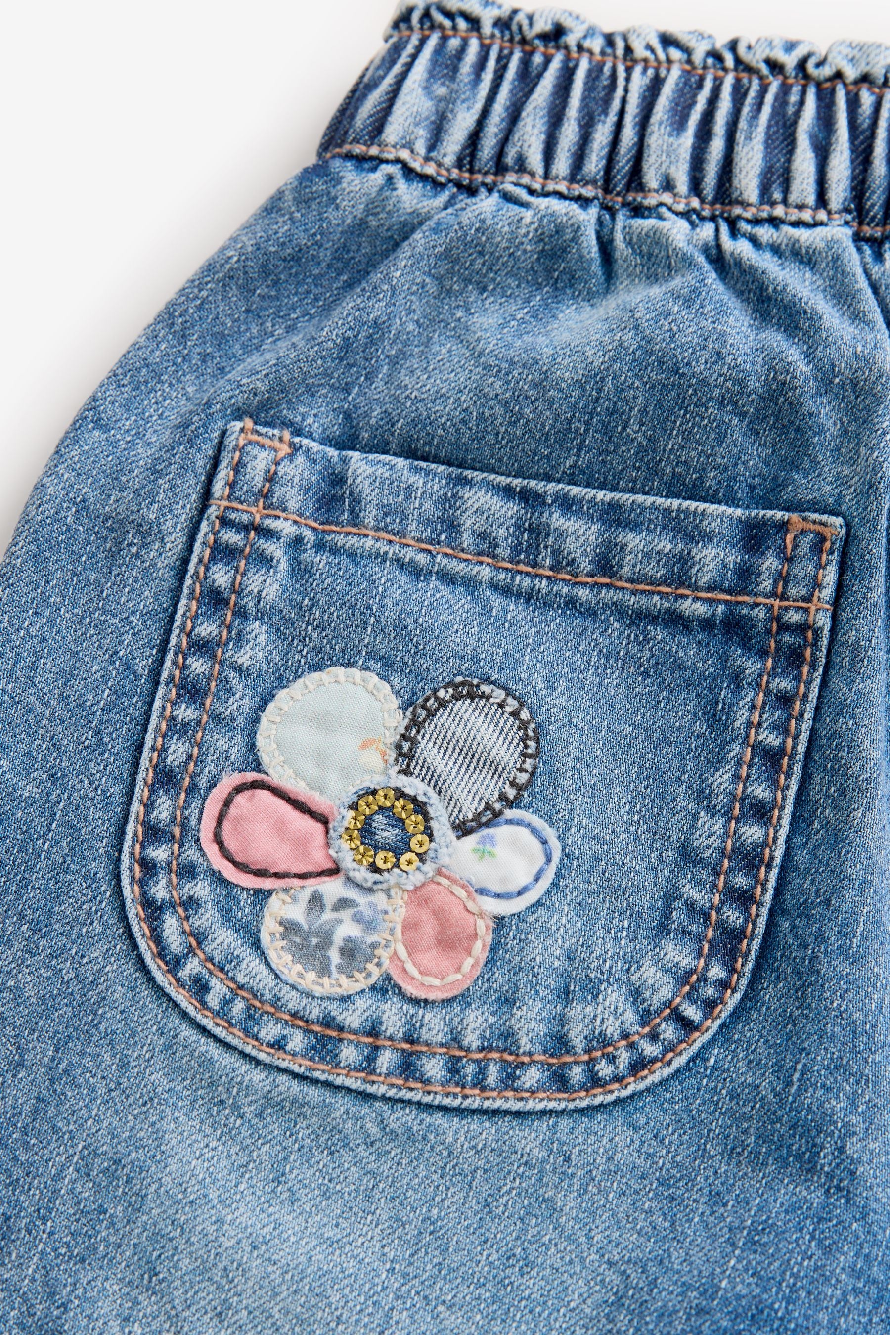 Denim Character Embellished 100% Cotton Jeans (3mths-7yrs)