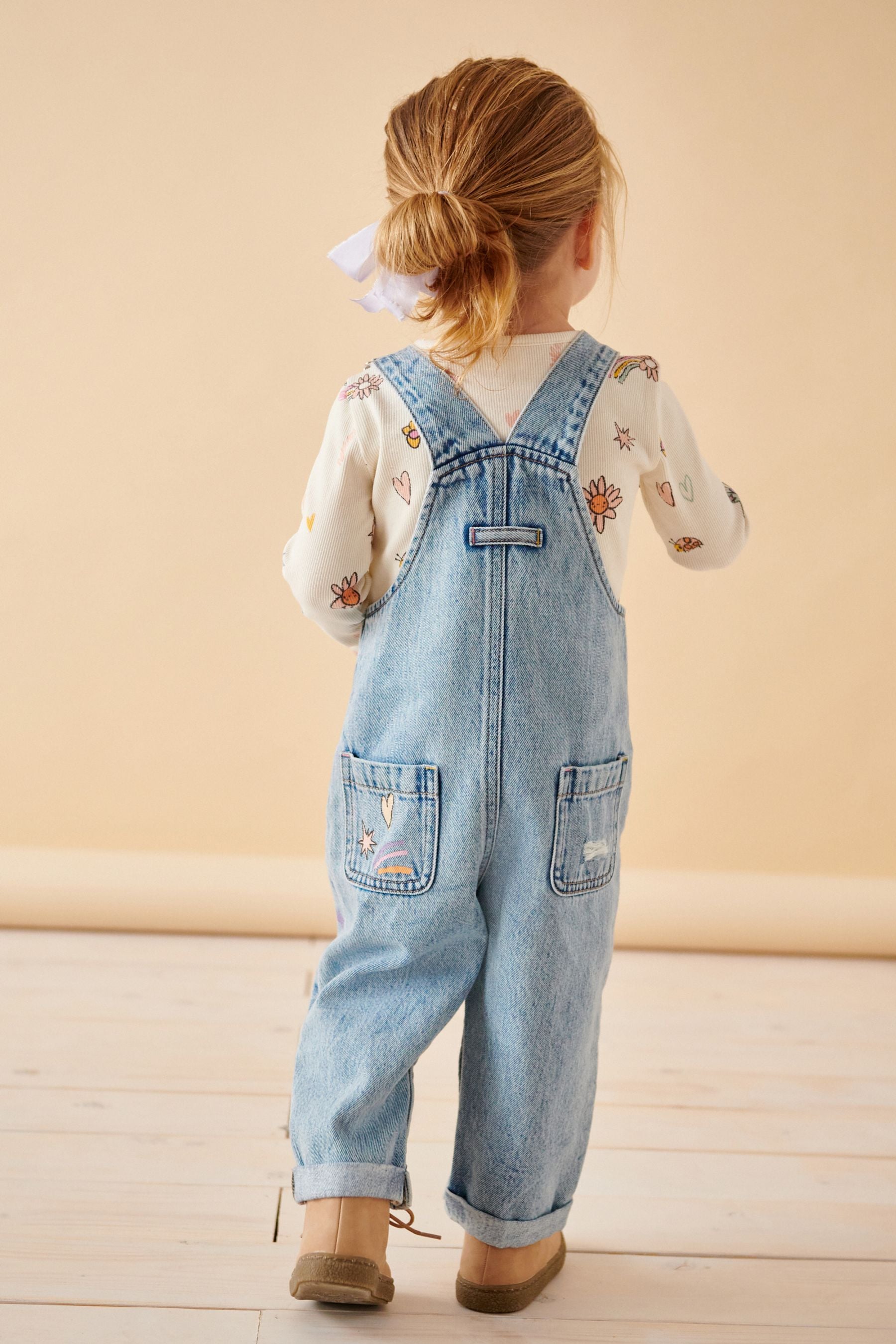 Denim Floral Printed 100% Cotton Dungaree Set (3mths-7yrs)