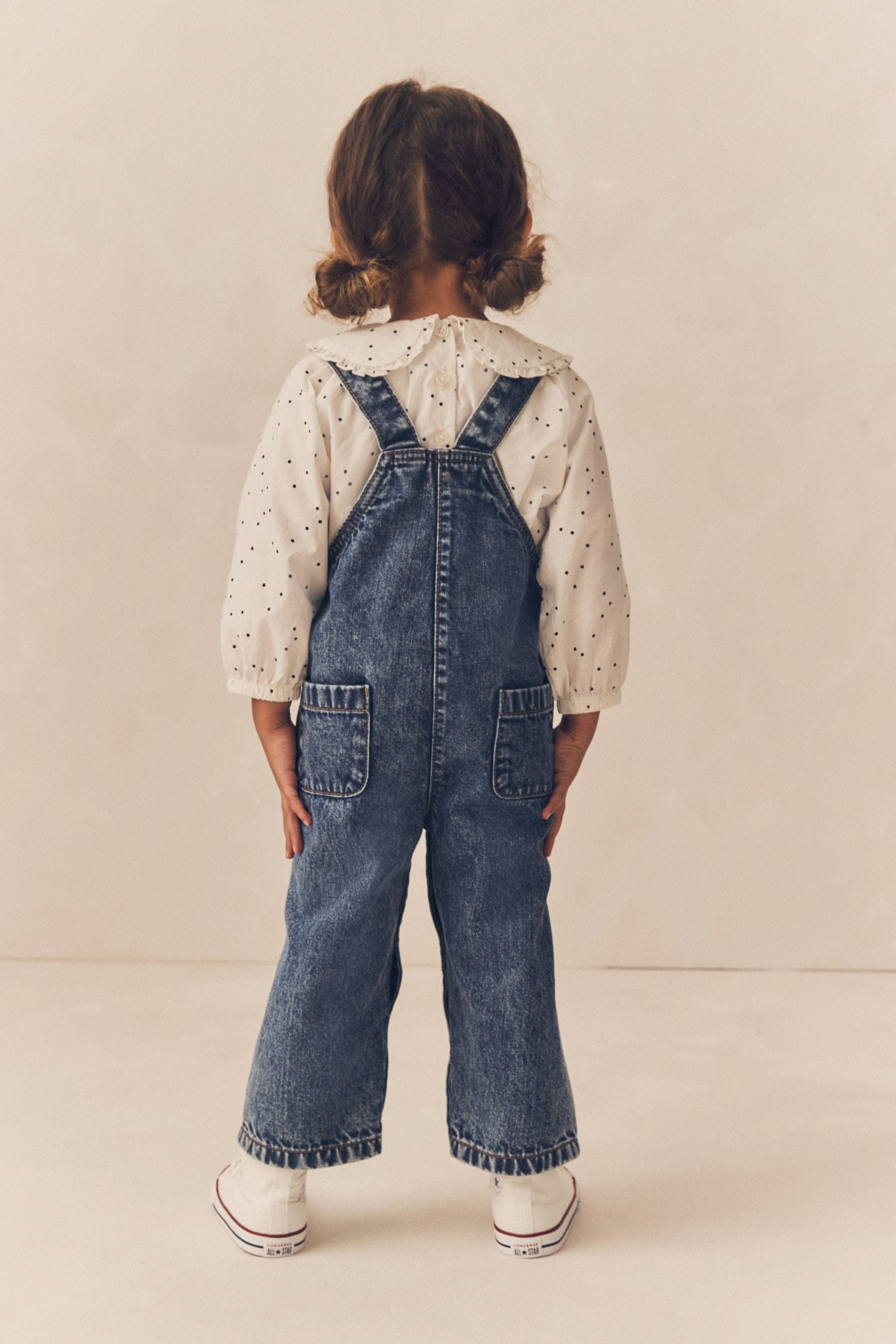 Denim 100% Cotton Blouse And Dungarees Set (3mths-7yrs)