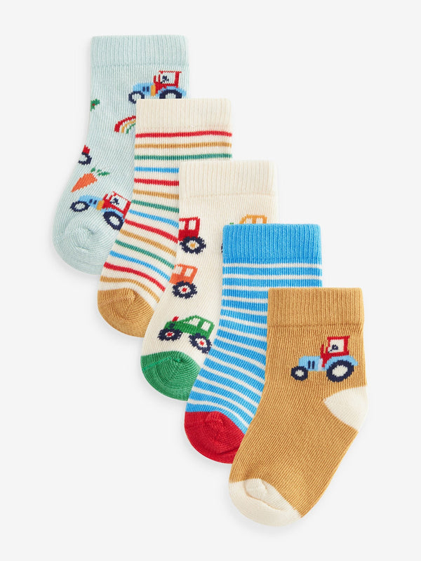 Blue/Yellow 5 Pack Baby Socks (0mths-2yrs)