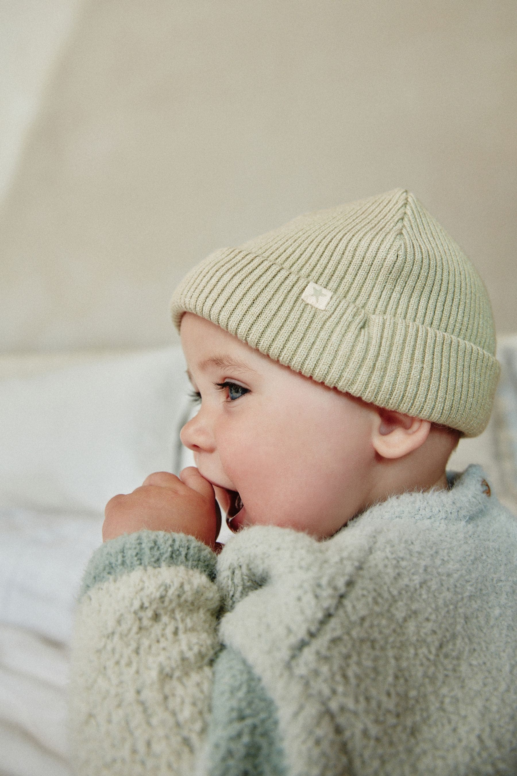 Rust Brown/Sage Green Baby Beanie Hats 2 Pack (0mths-2yrs)