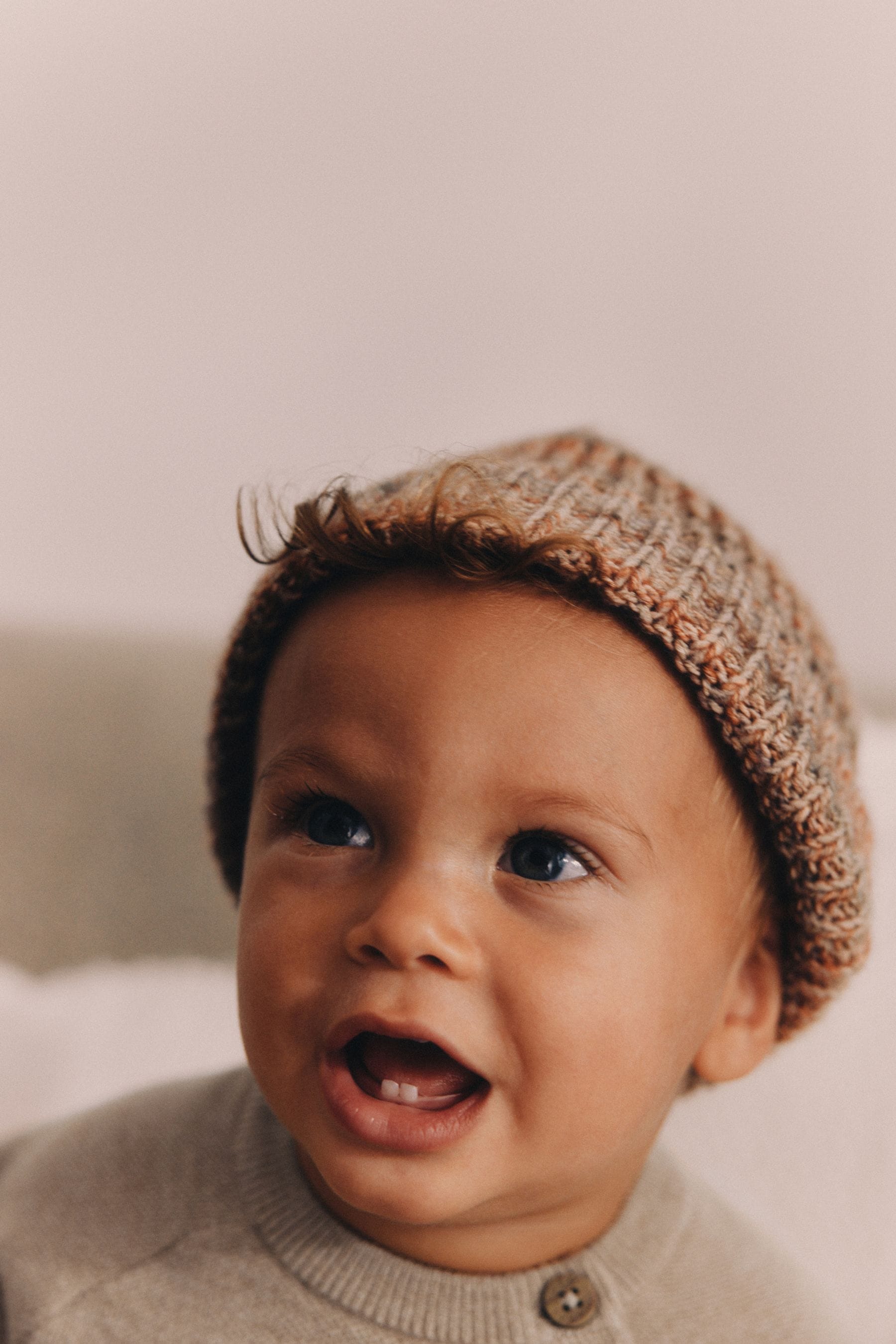 Brown/Multi Knitted Baby Beanie Hat (0mths-2yrs)