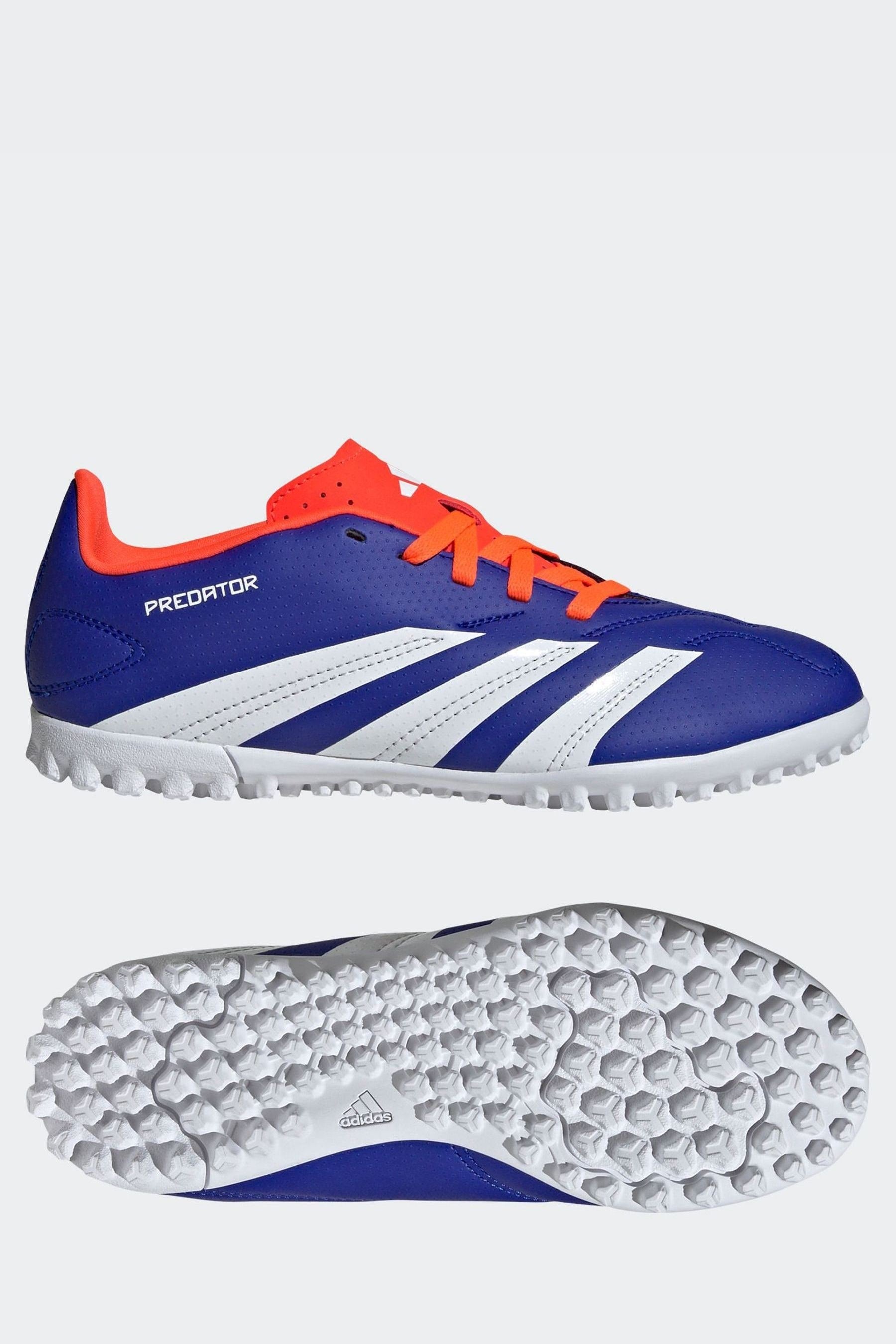 adidas Blue/White Kids Predator Club Turf Boots