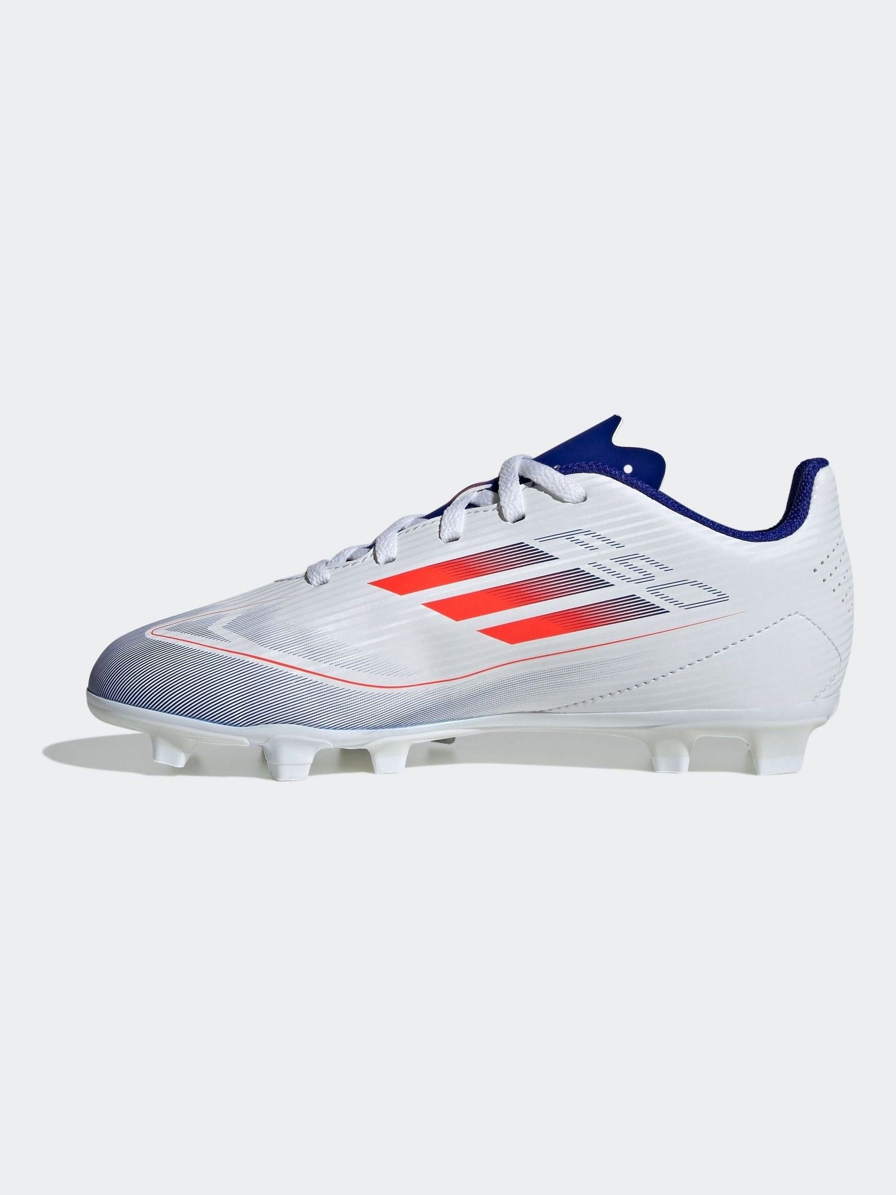 adidas White/Blue/Red F50 Kids Club Flexible Ground Football Boots