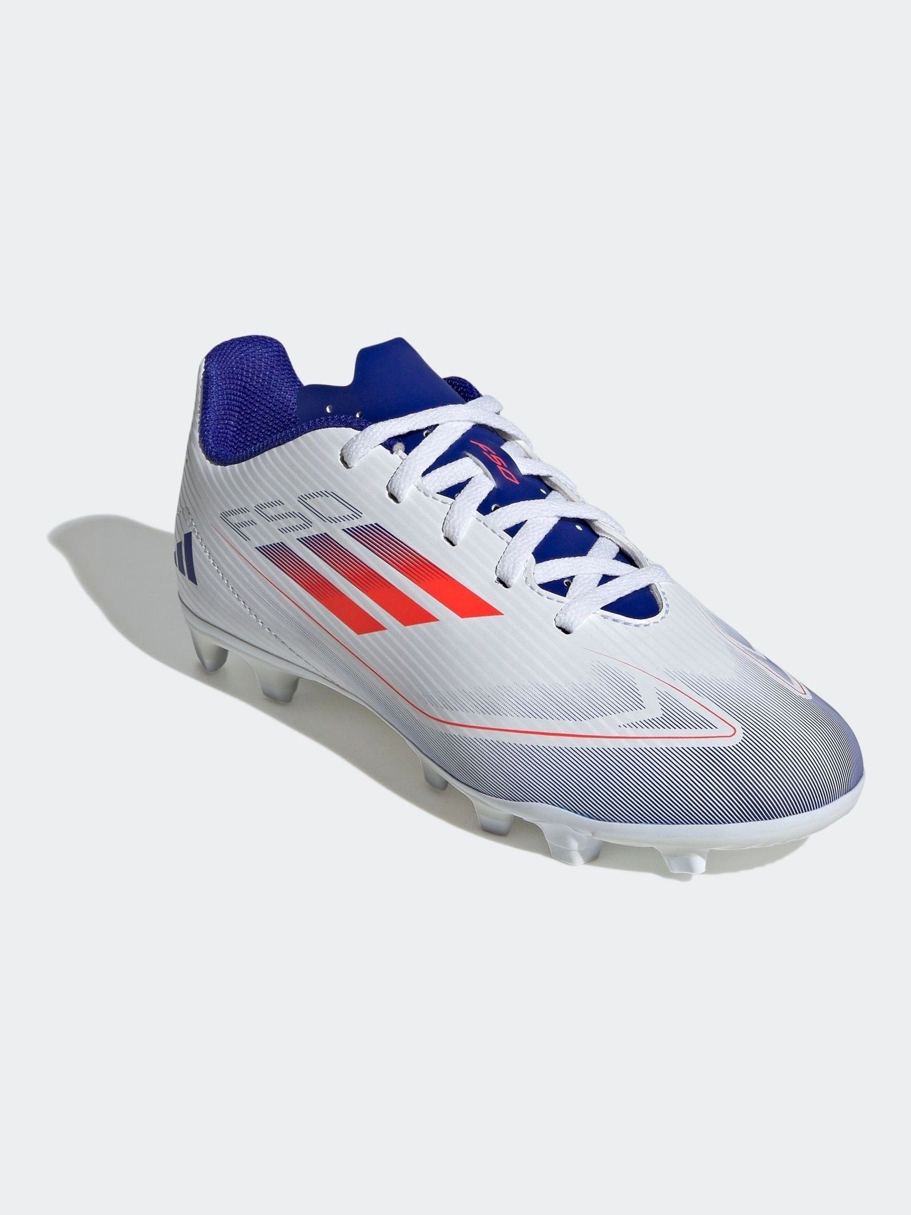 adidas White/Blue/Red F50 Kids Club Flexible Ground Football Boots