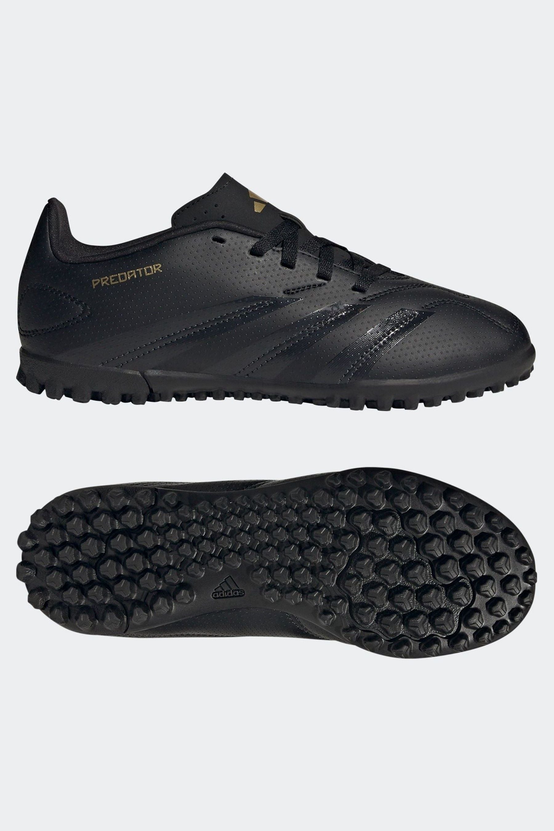 adidas Black/Gold Kids Predator Club Turf Boots