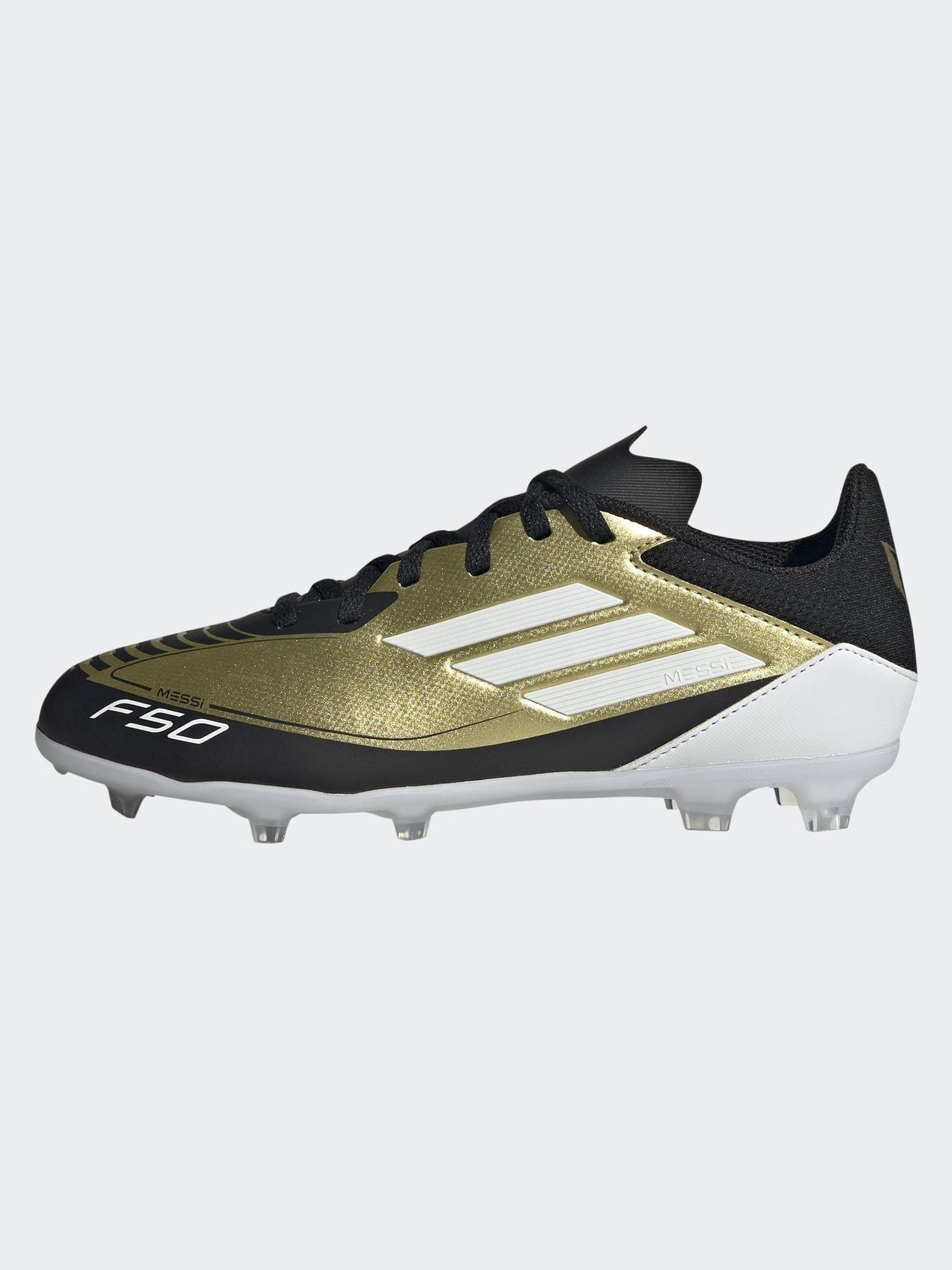 adidas Gold/White Messi F50 Kids League Firm/Multi-Ground Boots