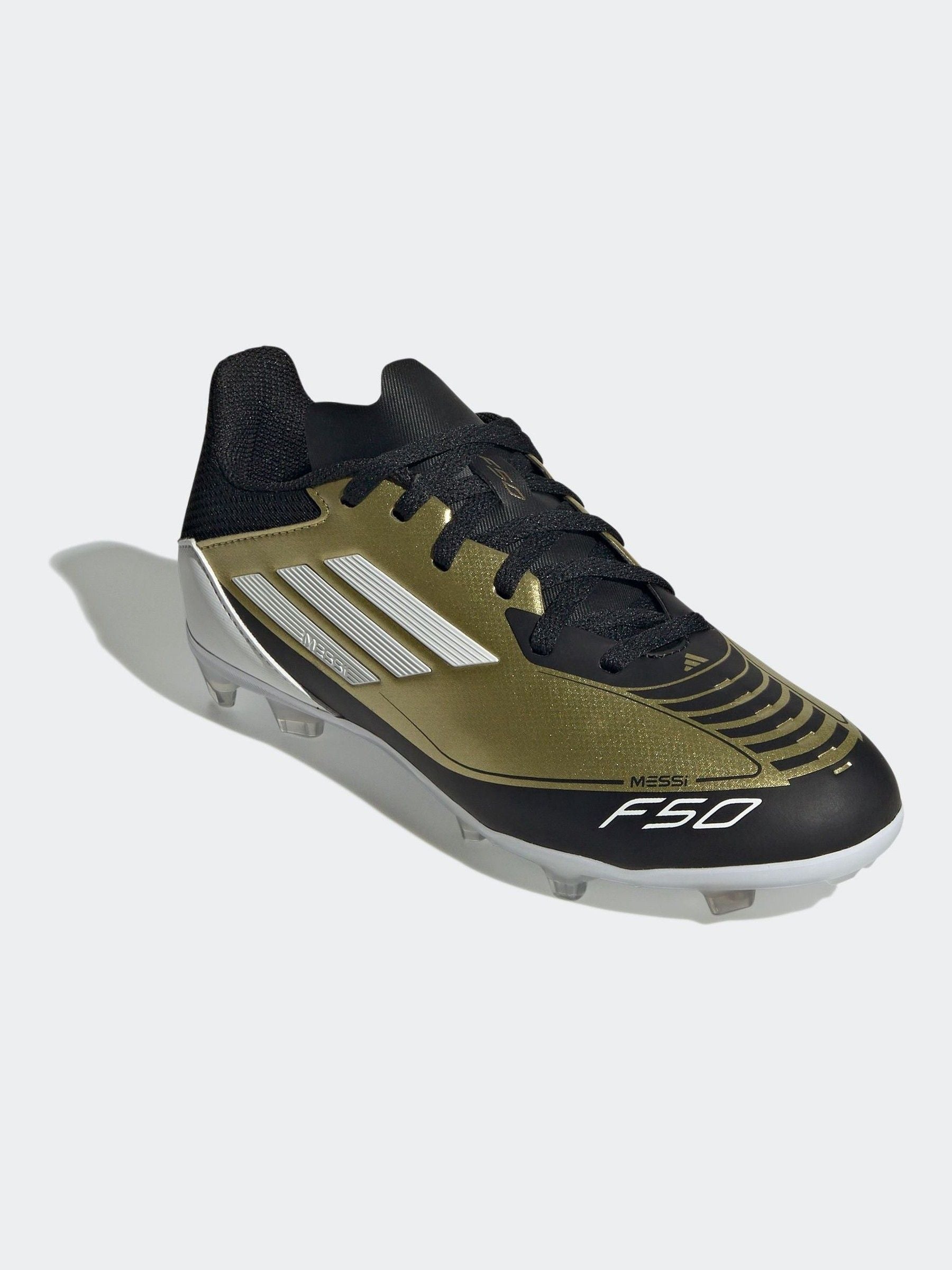 adidas Gold/White Messi F50 Kids League Firm/Multi-Ground Boots