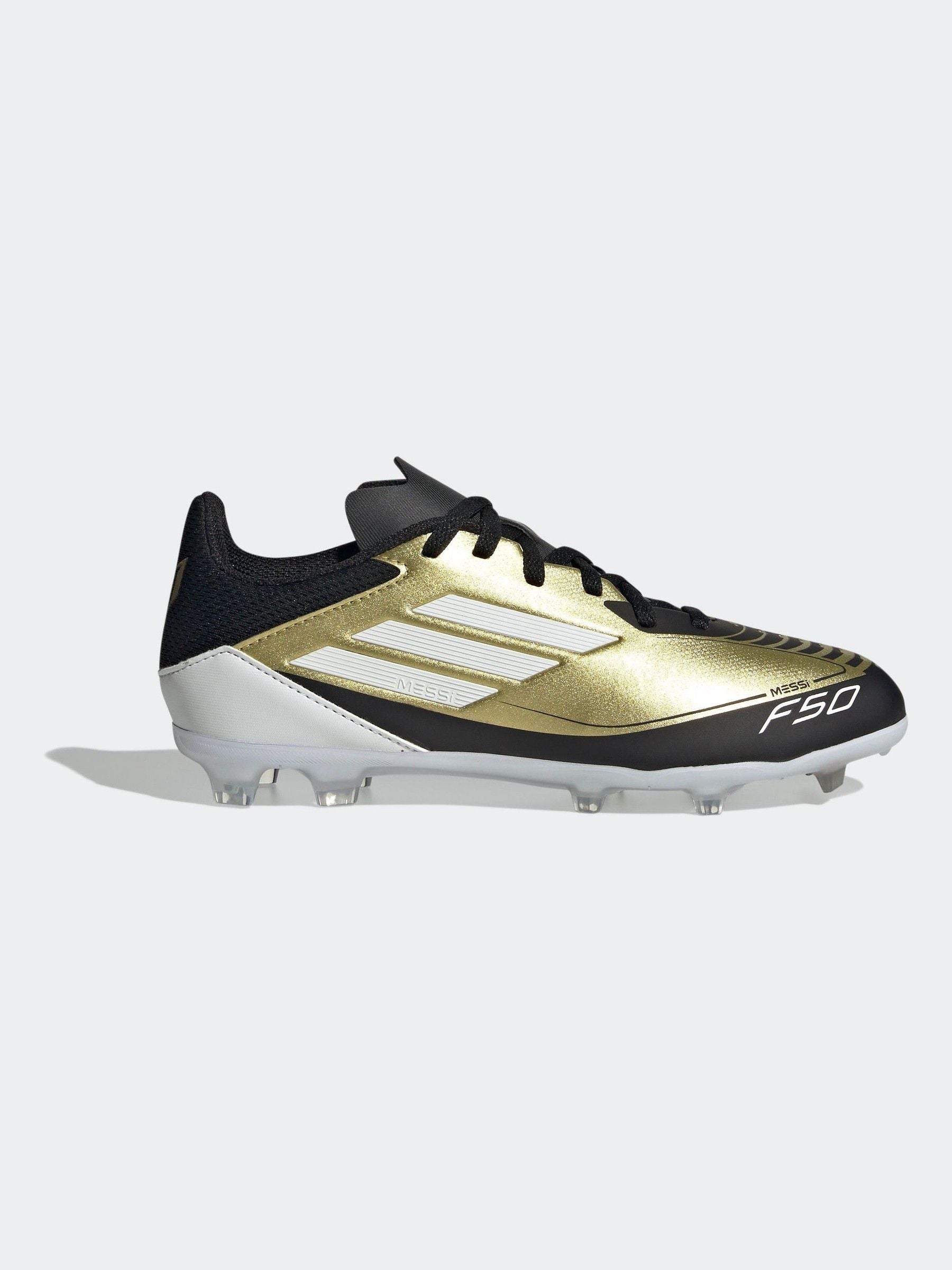 adidas Gold/White Messi F50 Kids League Firm/Multi-Ground Boots