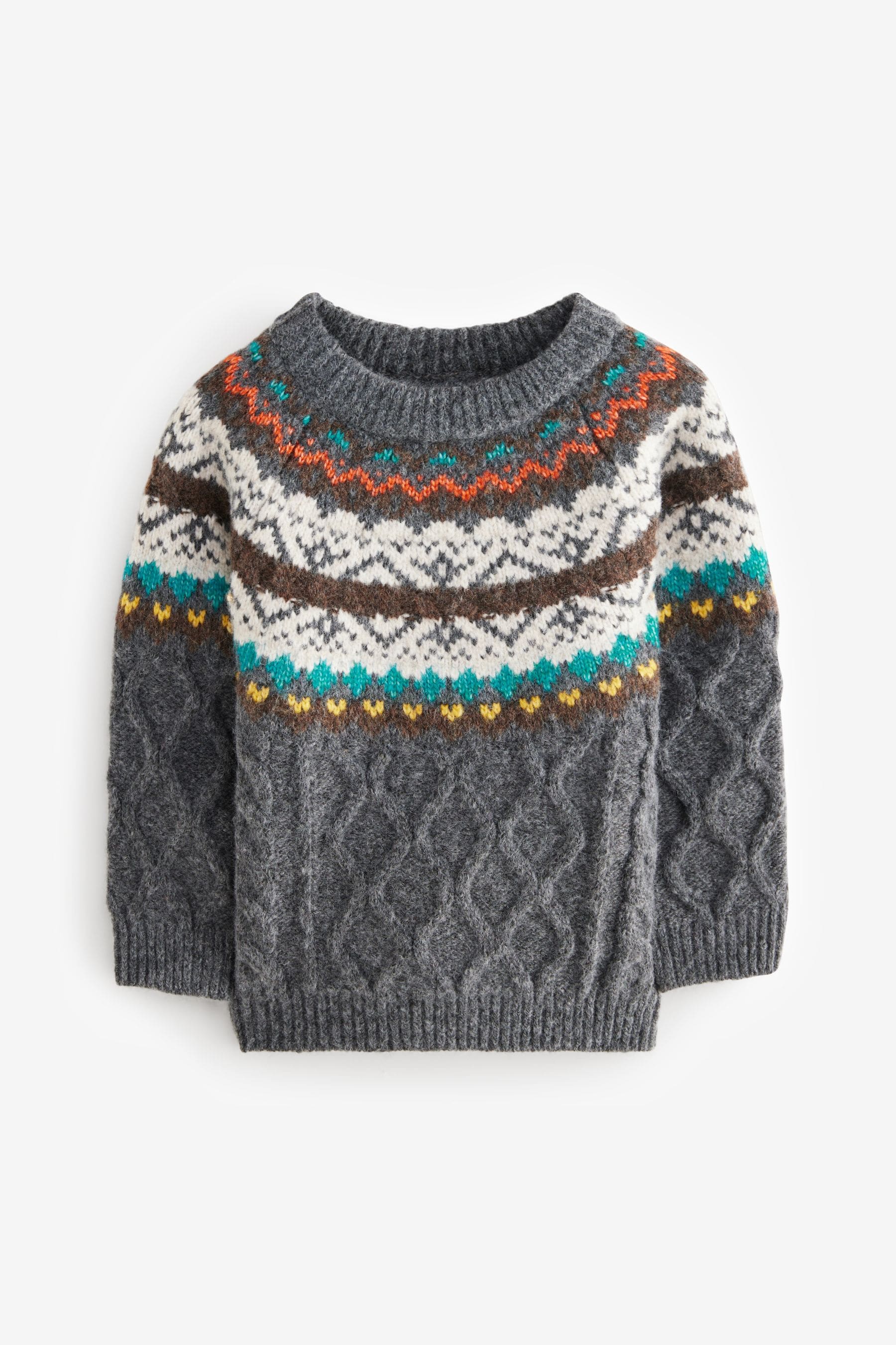 Grey Fairisle Pattern Knitted Jumper (3mths-7yrs)