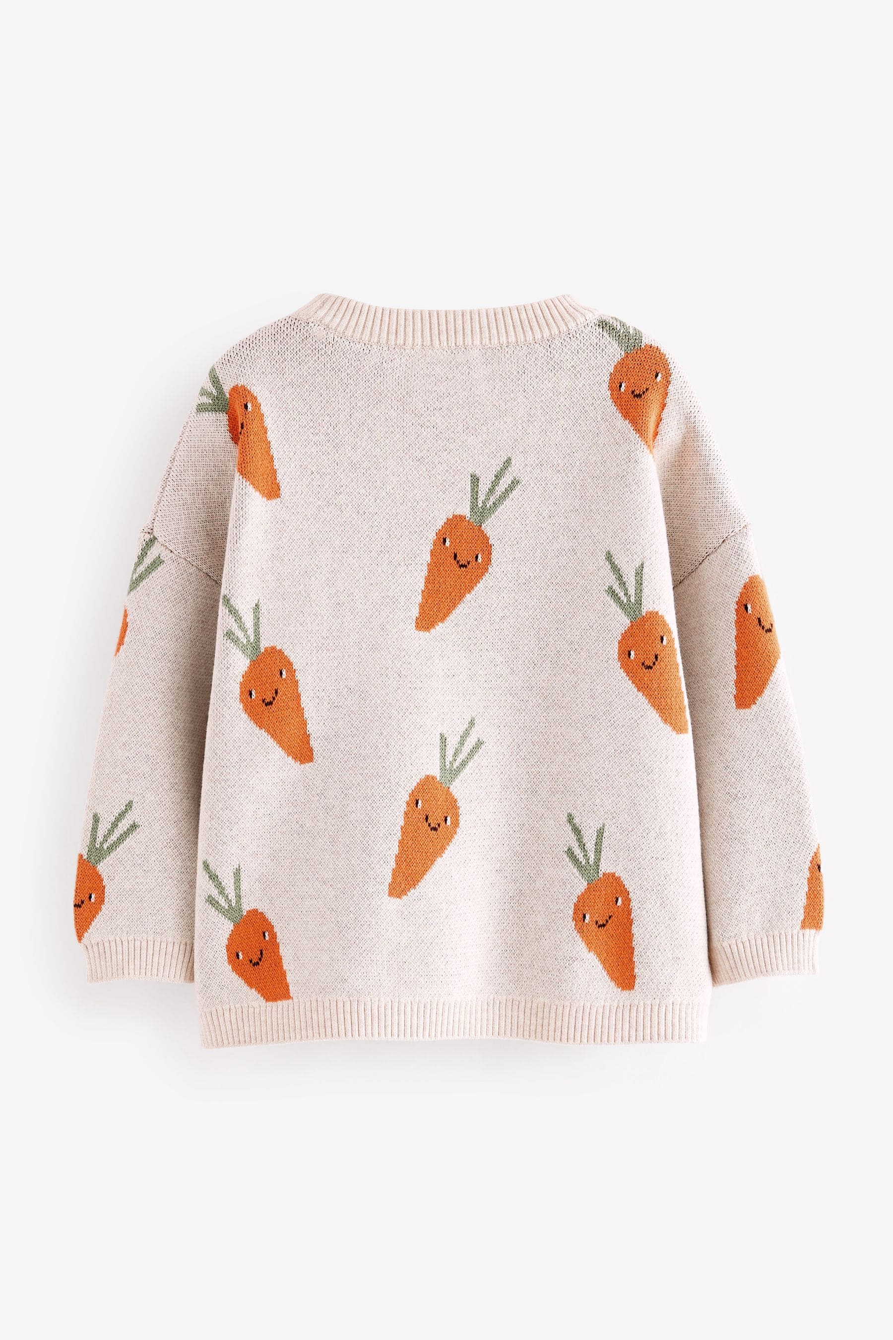 Neutral Carrot Character Knitted Crew Neck 100% Cotton Jumper (3mths-7yrs)