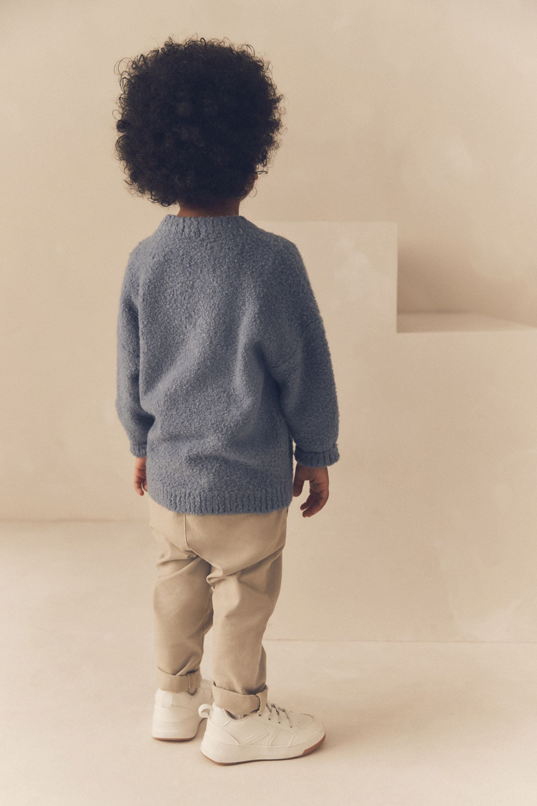 Blue Knitted Bouclé Crew Neck Jumper (3mths-7yrs)