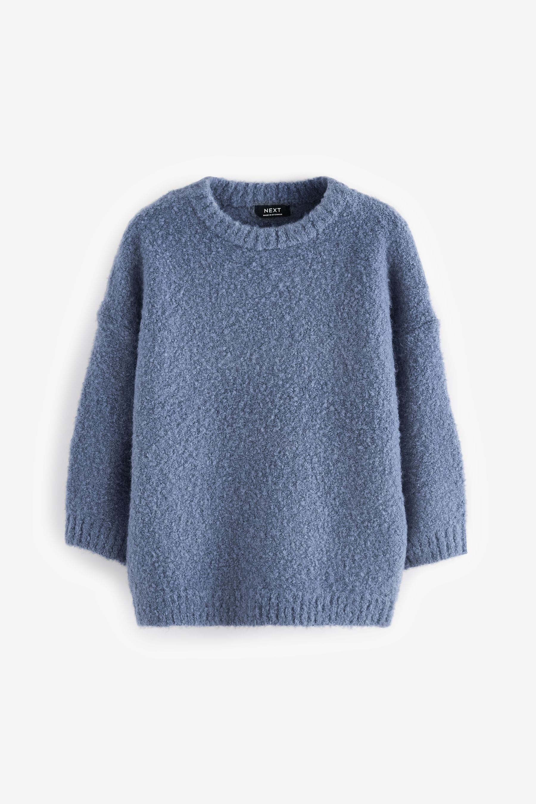 Blue Knitted Bouclé Crew Neck Jumper (3mths-7yrs)