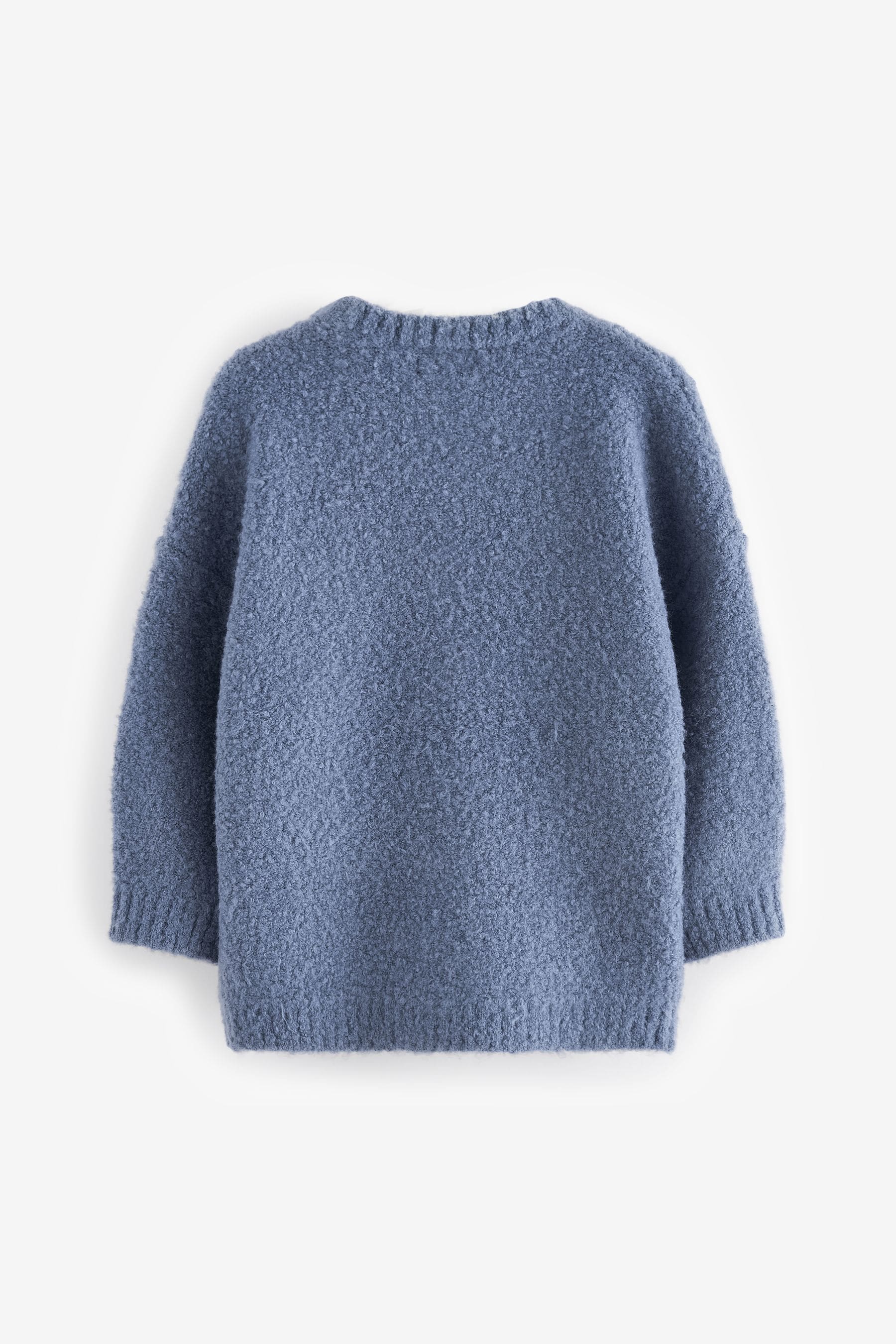 Blue Knitted Bouclé Crew Neck Jumper (3mths-7yrs)