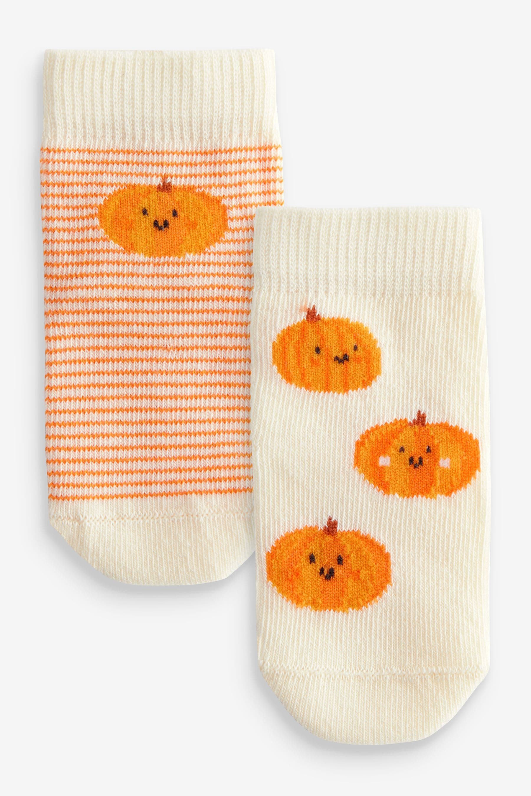 Orange Pumpkin Halloween Pumpkin 2 Pack Baby Socks (0mths-2yrs)