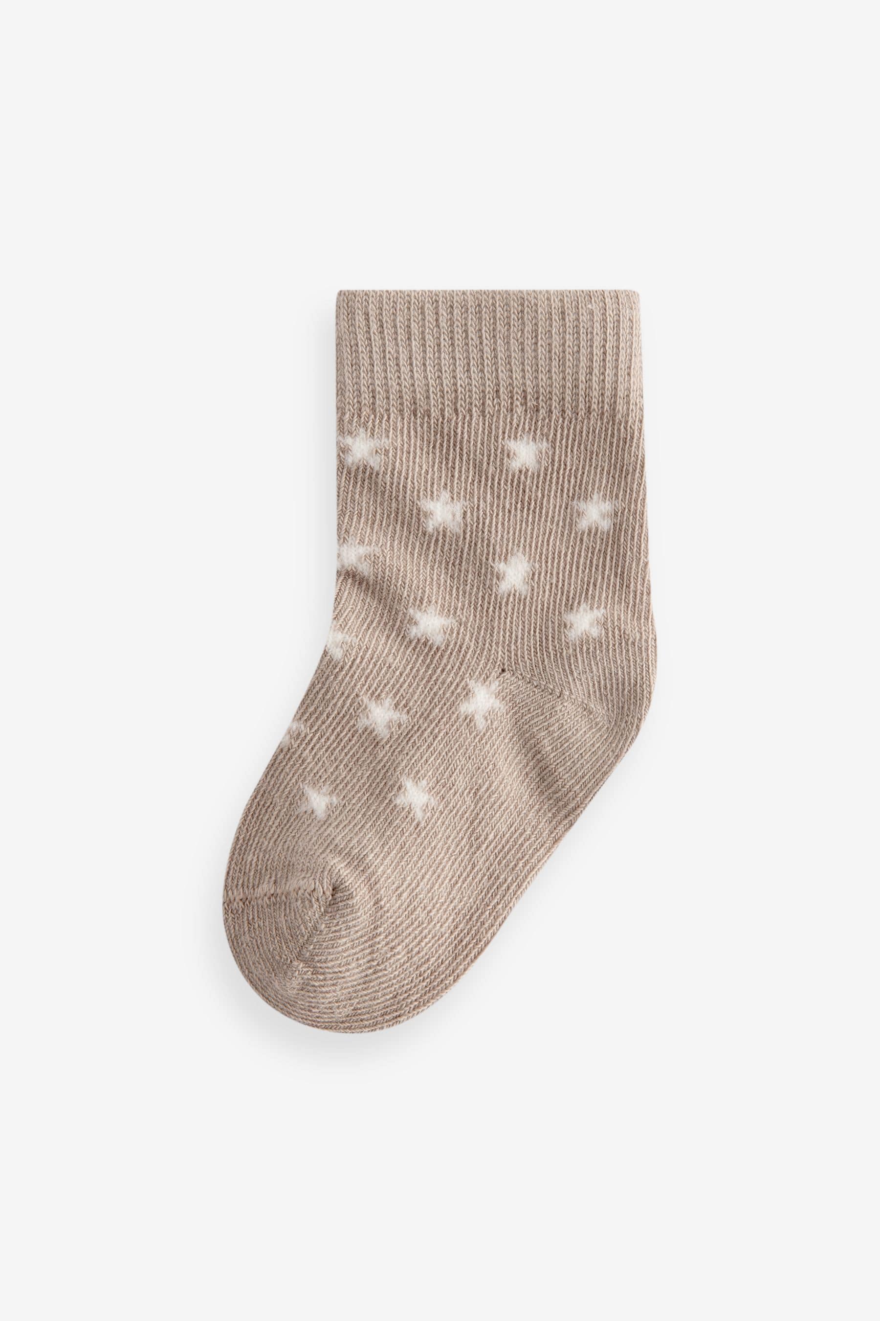 Neutral star stripe Baby Socks 7 Pack (0mths-2yrs)