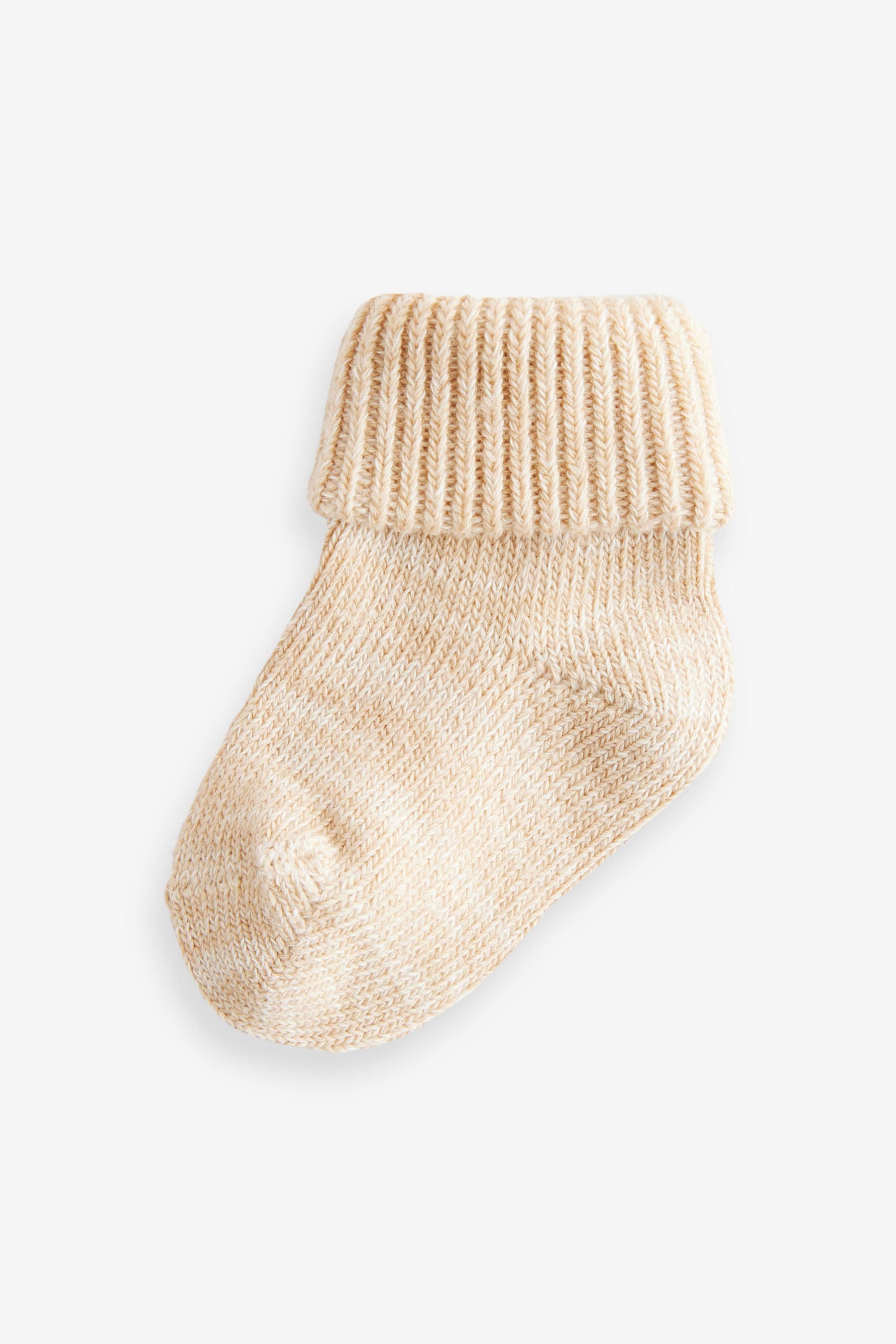 Neutral Chunky Knit Roll Top Socks 4 Pack (0mths-2yrs)