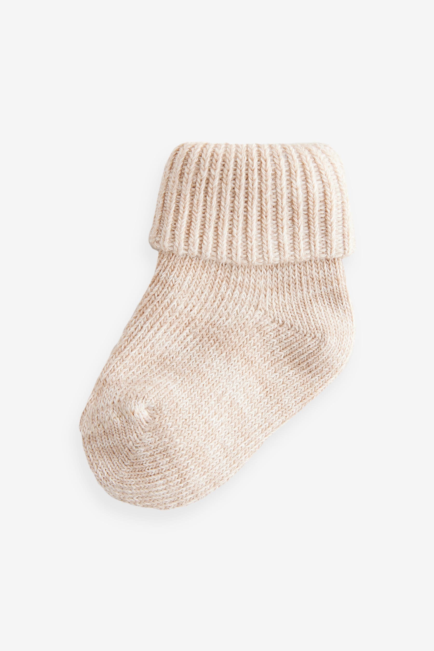 Neutral Chunky Knit Roll Top Socks 4 Pack (0mths-2yrs)