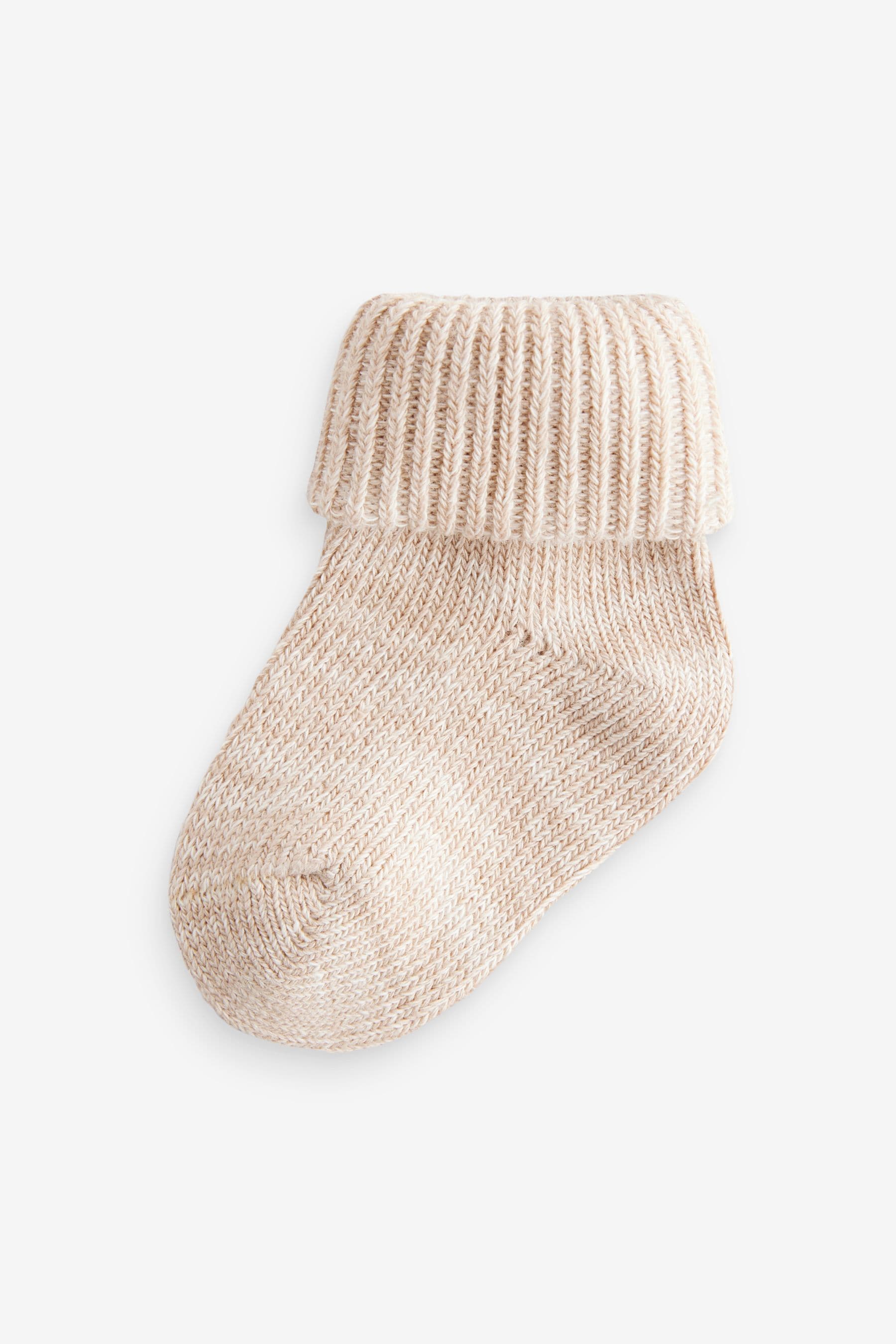 Neutral Chunky Knit Roll Top Socks 4 Pack (0mths-2yrs)