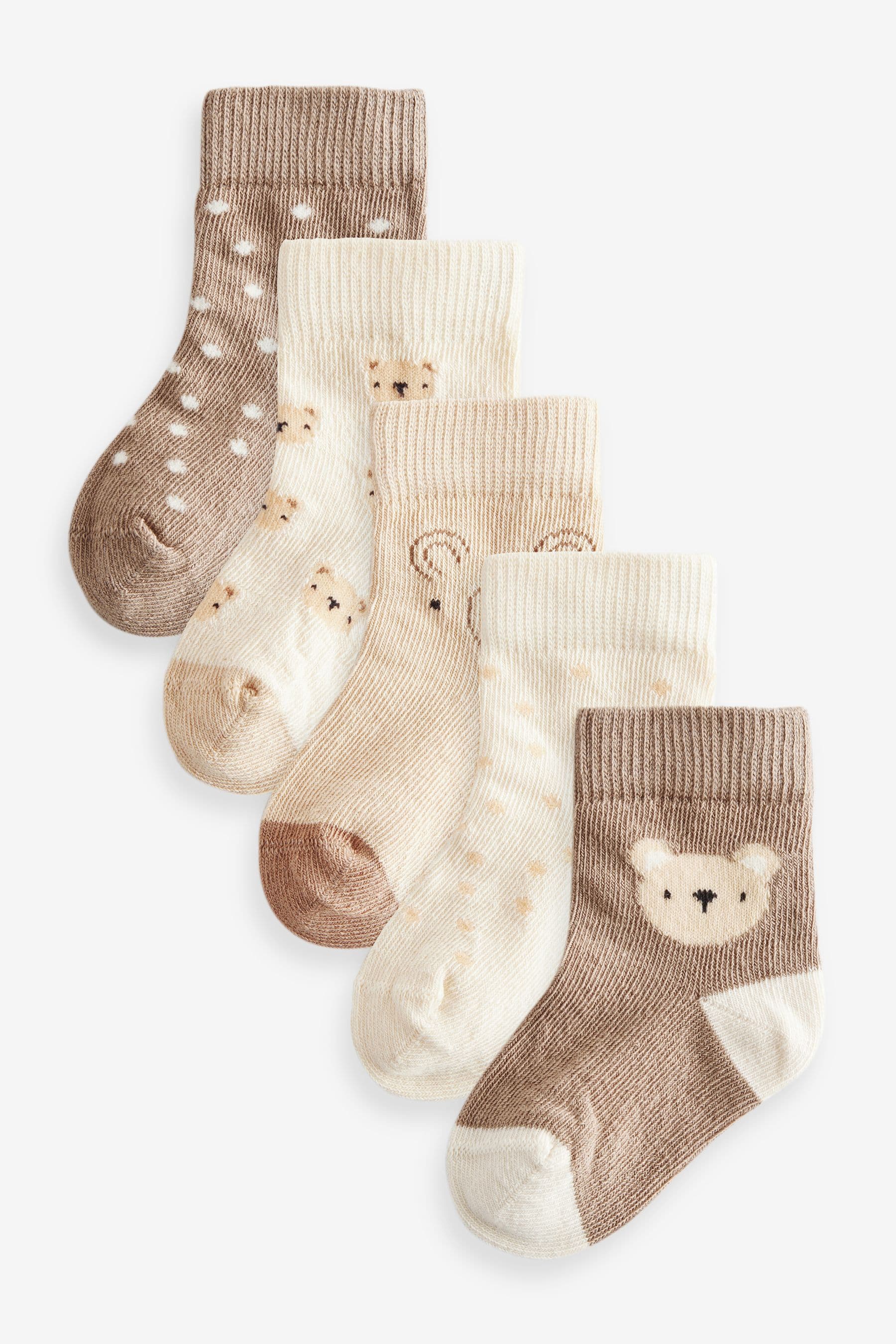 Neutral Bear Baby Socks 5 Pack (0mths-2yrs)