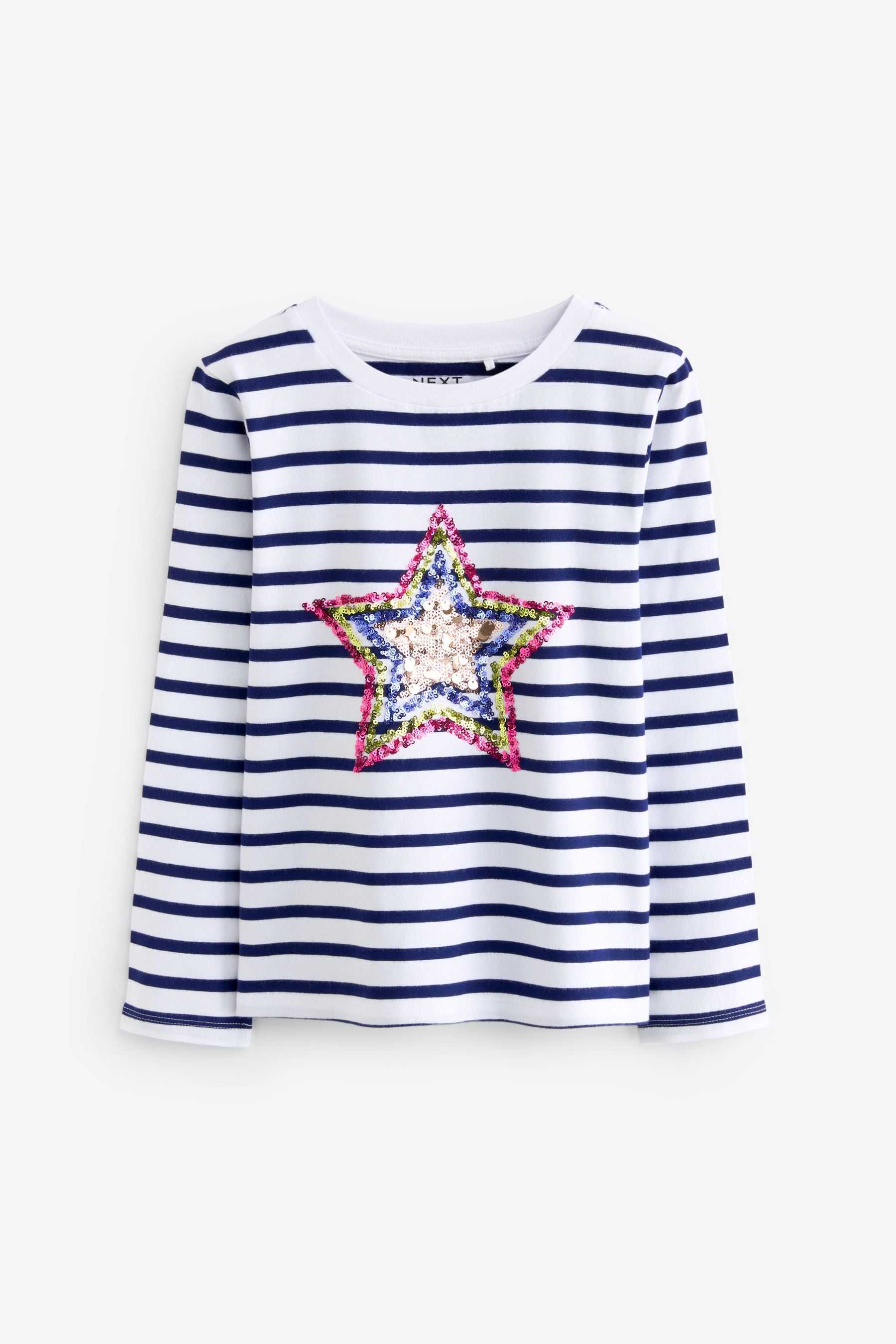 Multi Stripe Sequin Star Long Sleeve T-Shirts 4 Pack (3-16yrs)