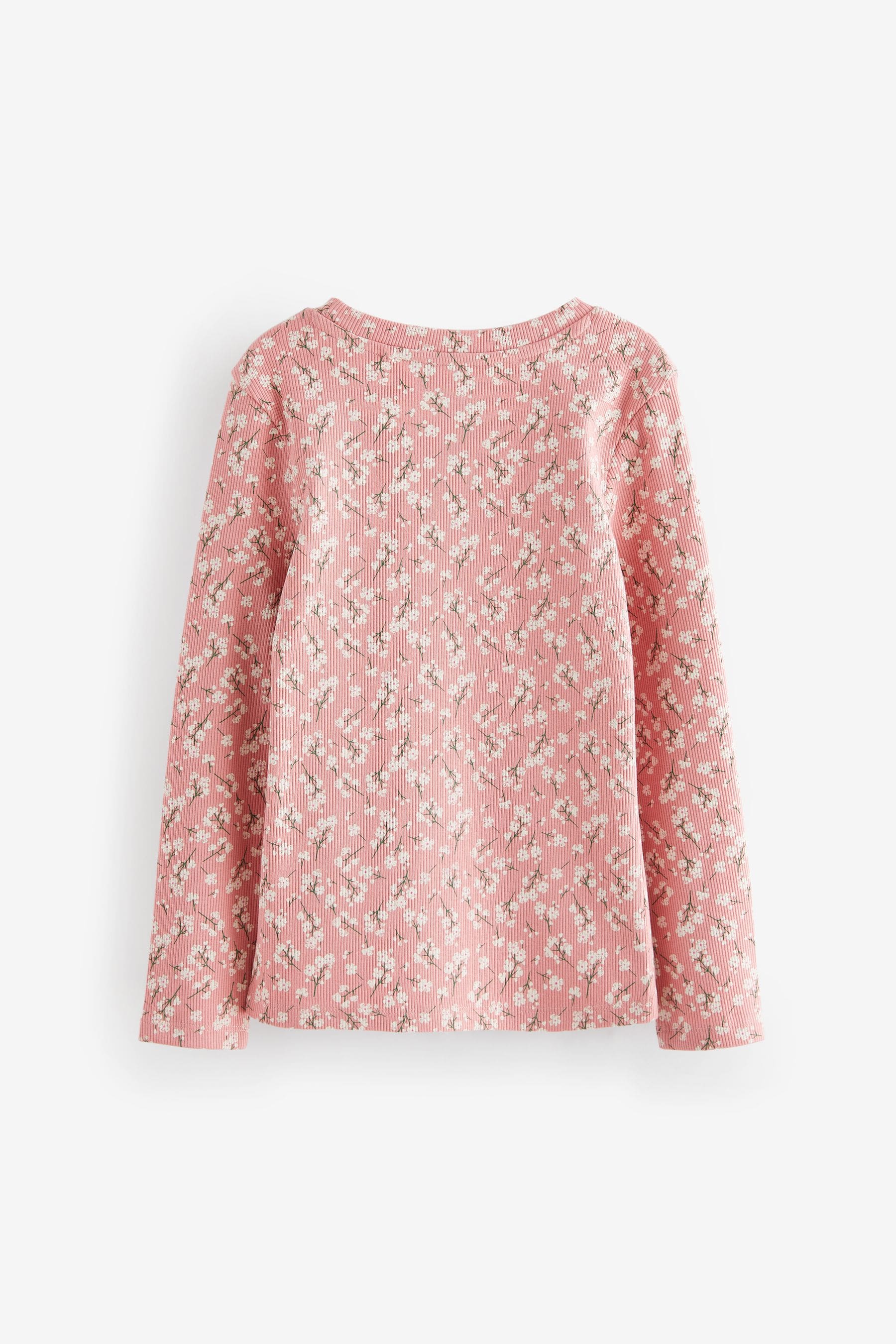 Pink Floral Rib Long Sleeve Tops 4 Pack (3-16yrs)